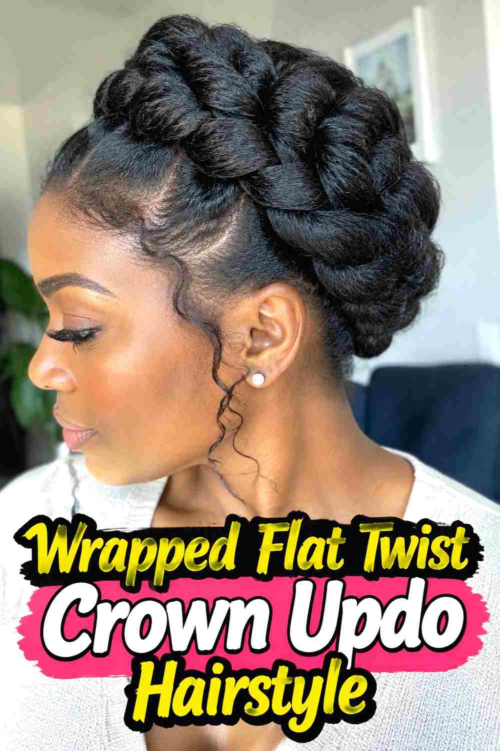 11. Wrapped Flat Twist Crown Updo Hairstyle