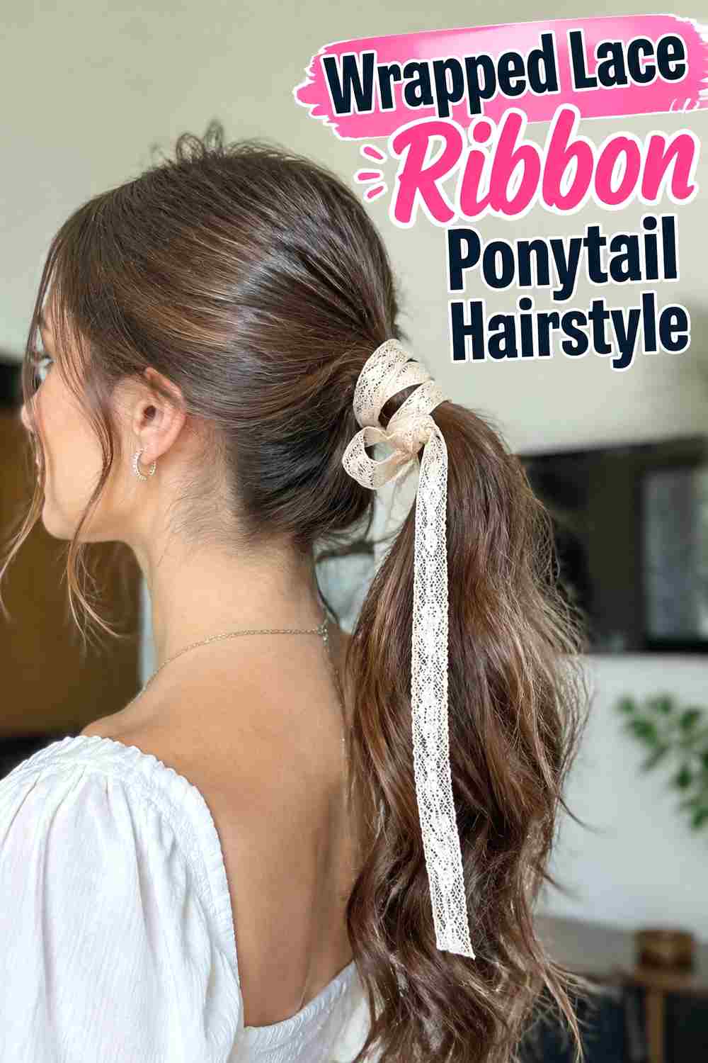 5. Wrapped Lace Ribbon Ponytail Hairstyle