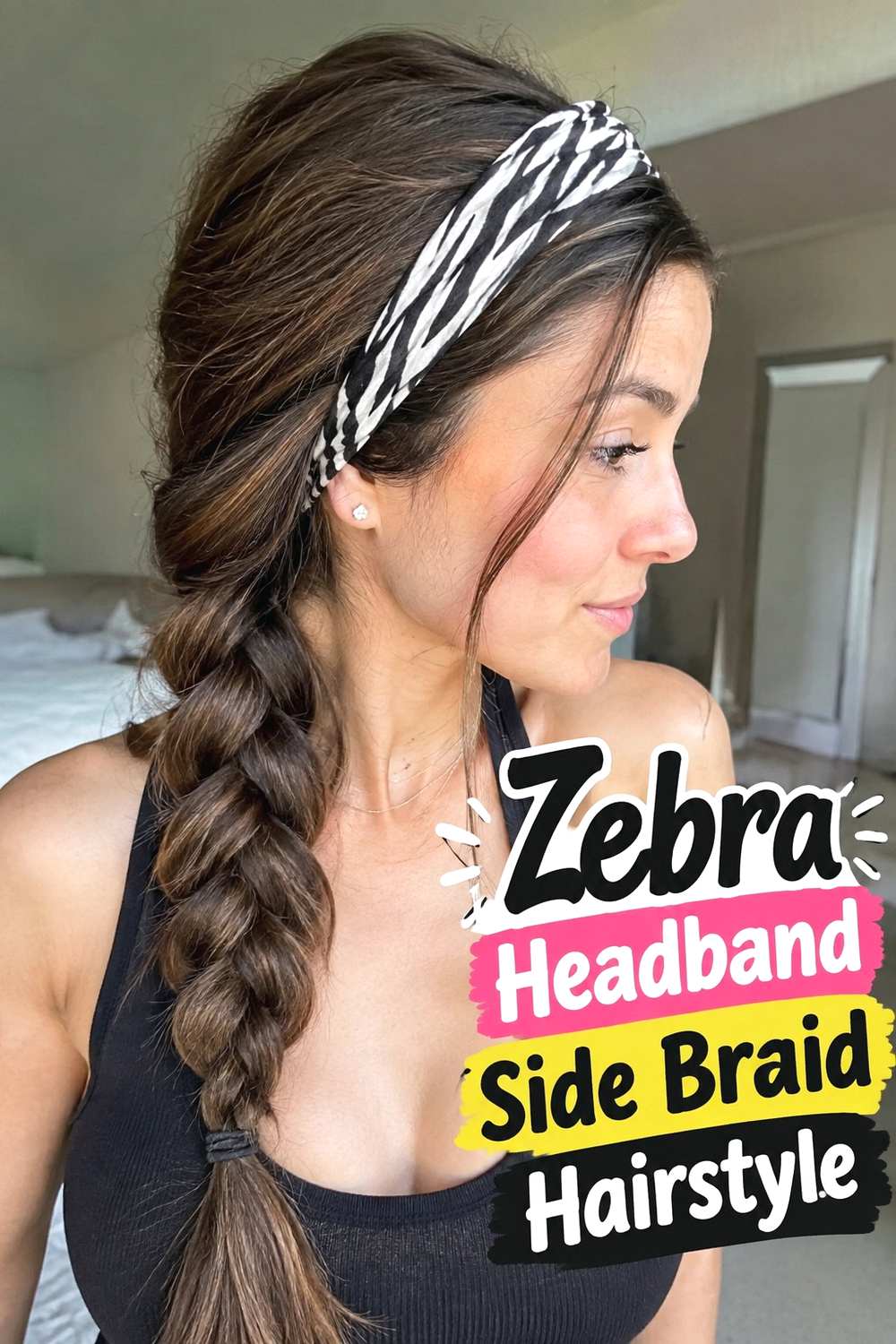 16. Zebra Headband Side Braid Hairstyle