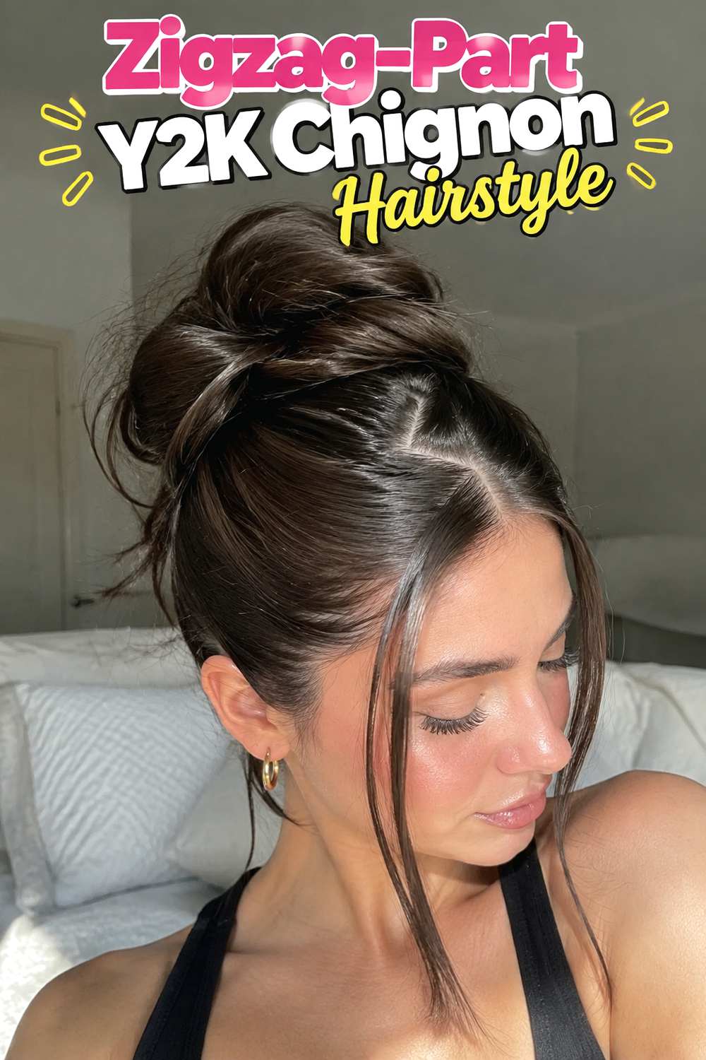 Zigzag-Part Y2K Chignon Hairstyle