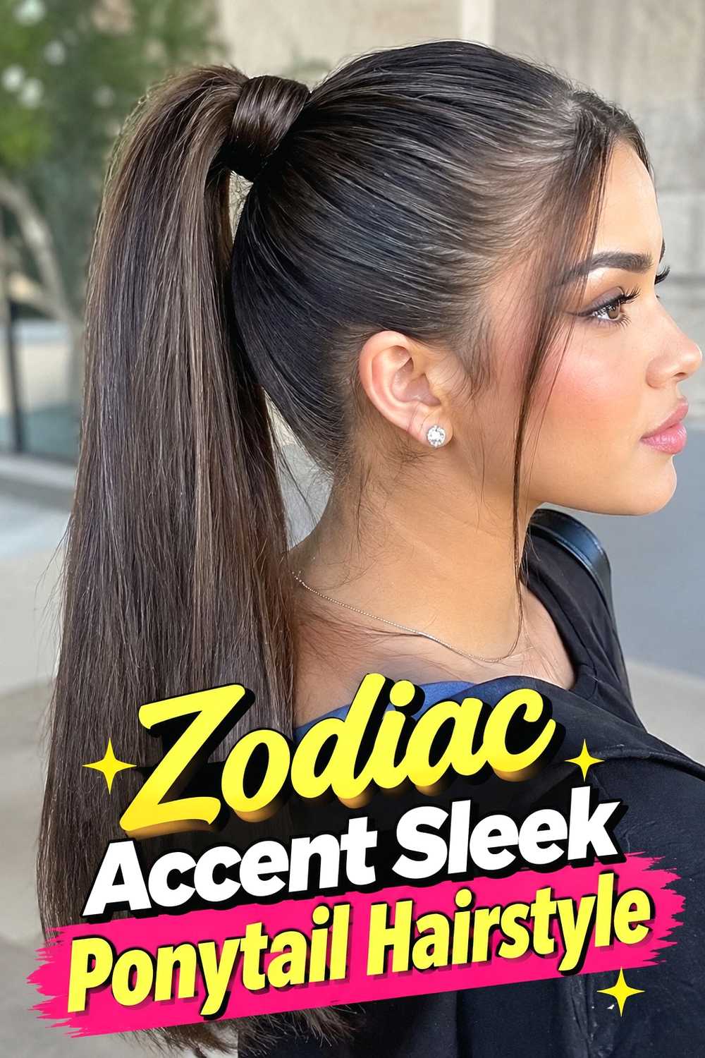 8. Zodiac Accent Sleek Ponytail Hairstyle