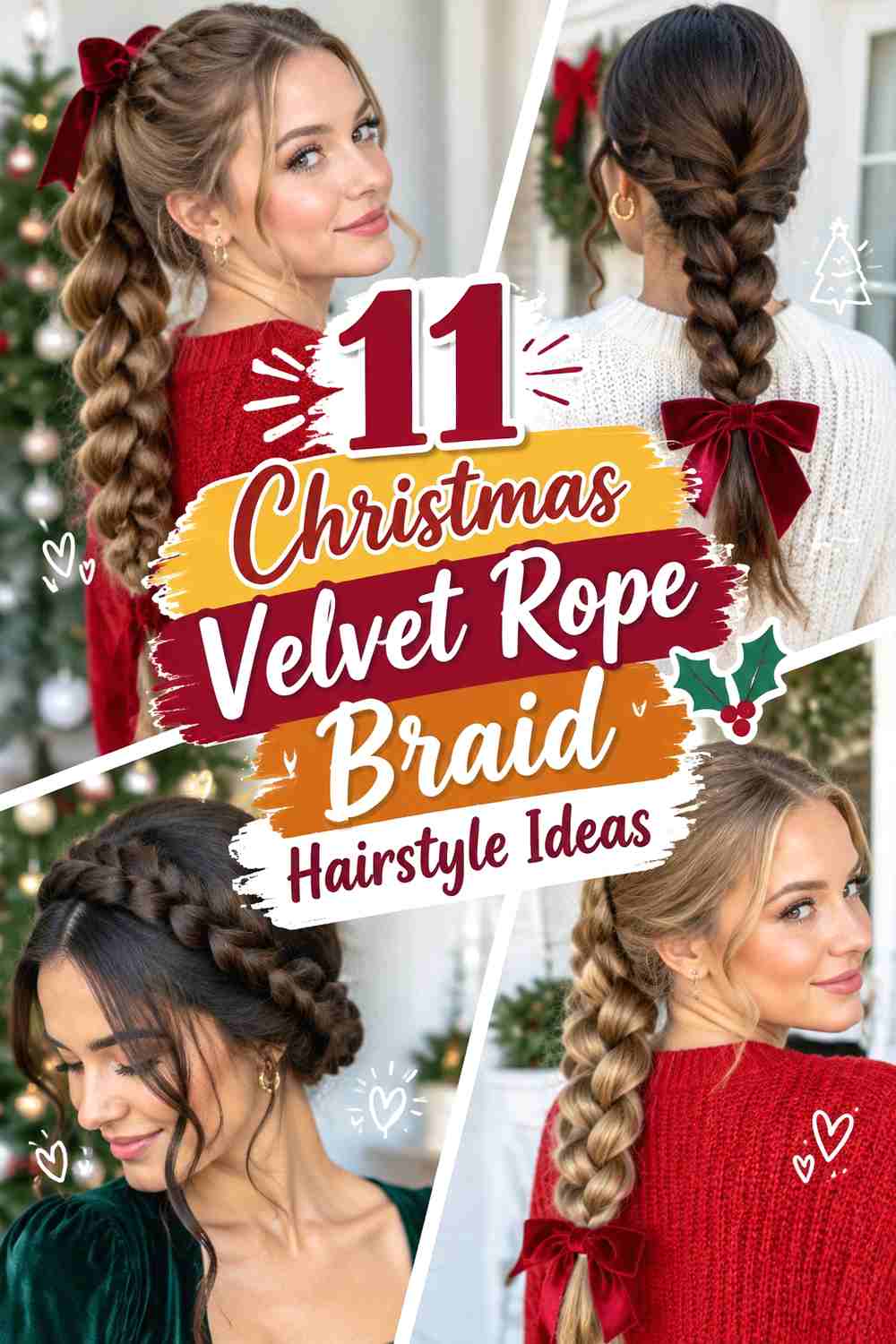 11 Christmas Velvet Rope Braid Hairstyle Ideas