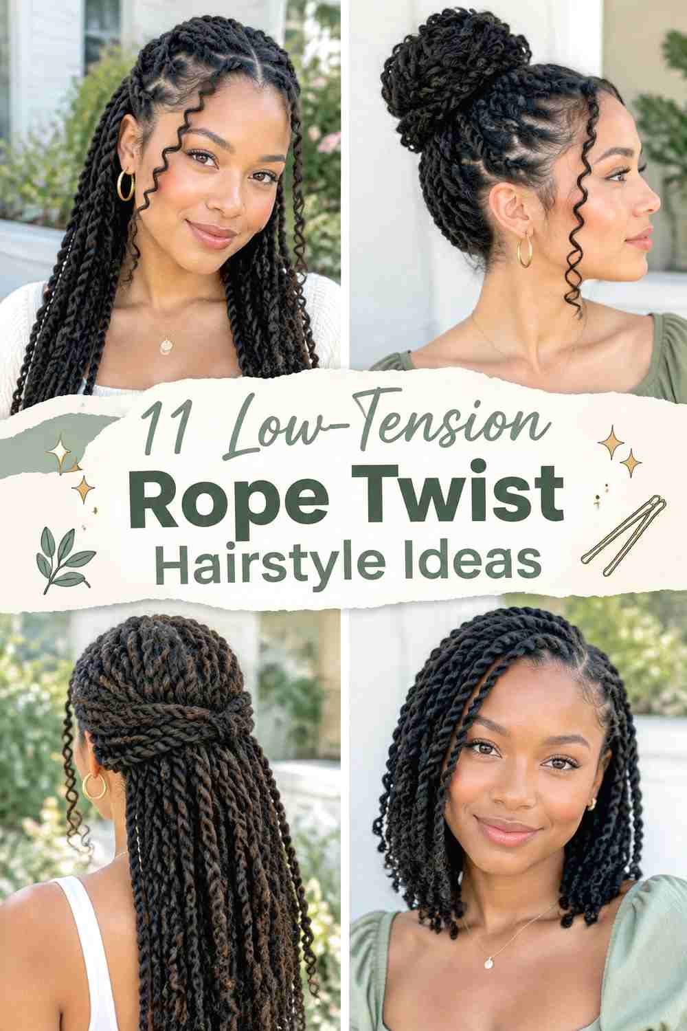 11 Low-Tension Rope Twist Hairstyle Ideas
