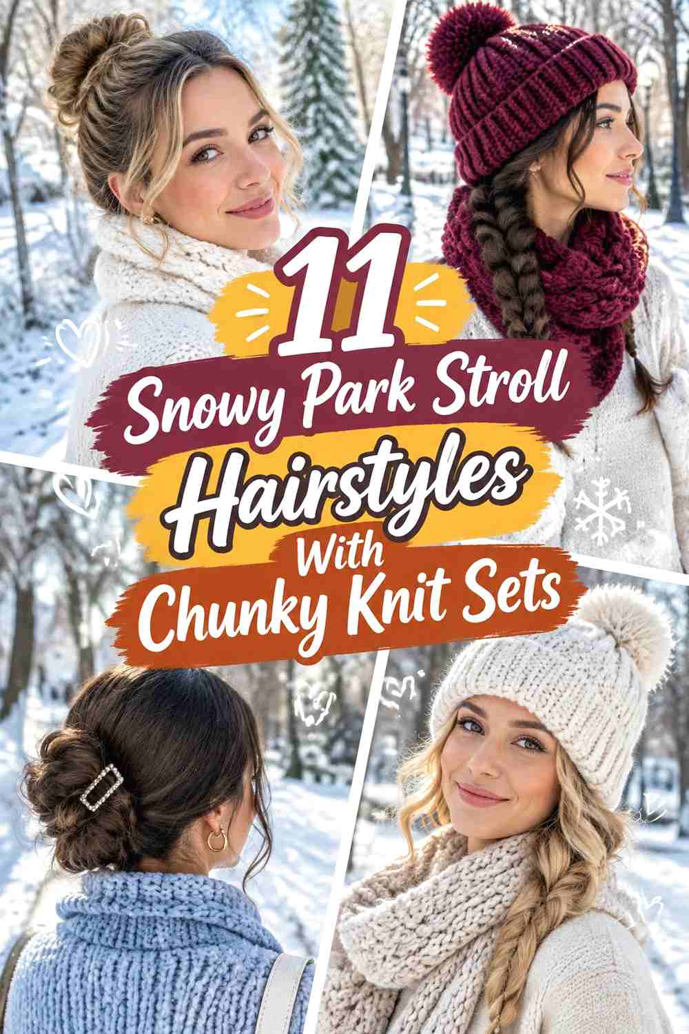 11 Snowy Park Stroll Hairstyles With Chunky Knit Sets