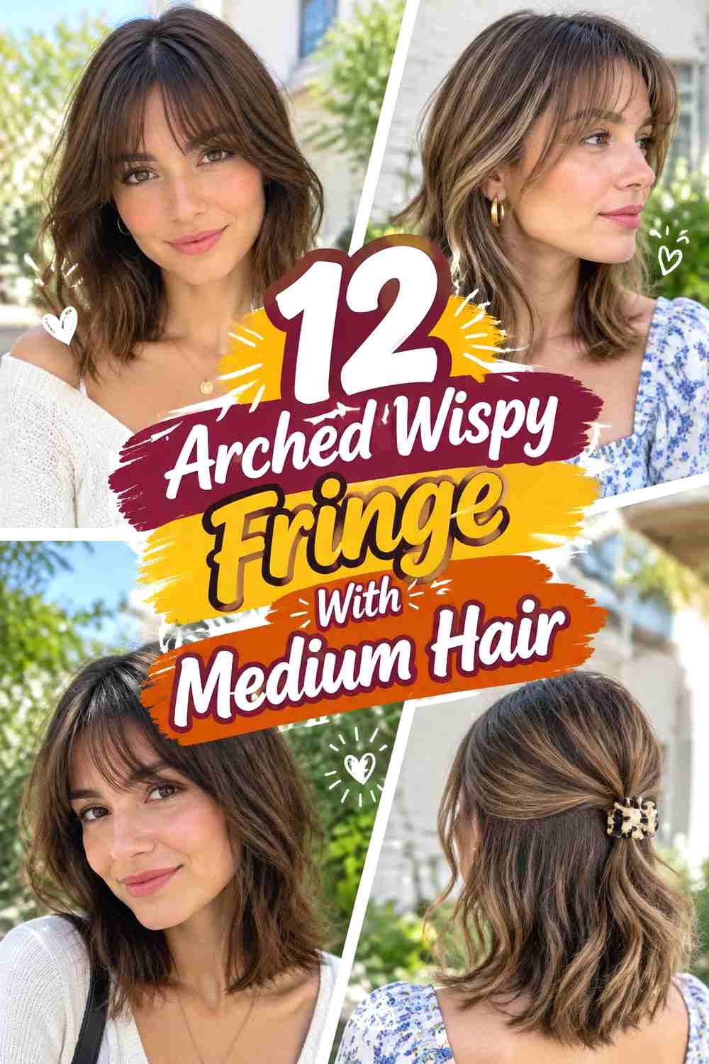 12 Arched Wispy Fringe With Medium Hair