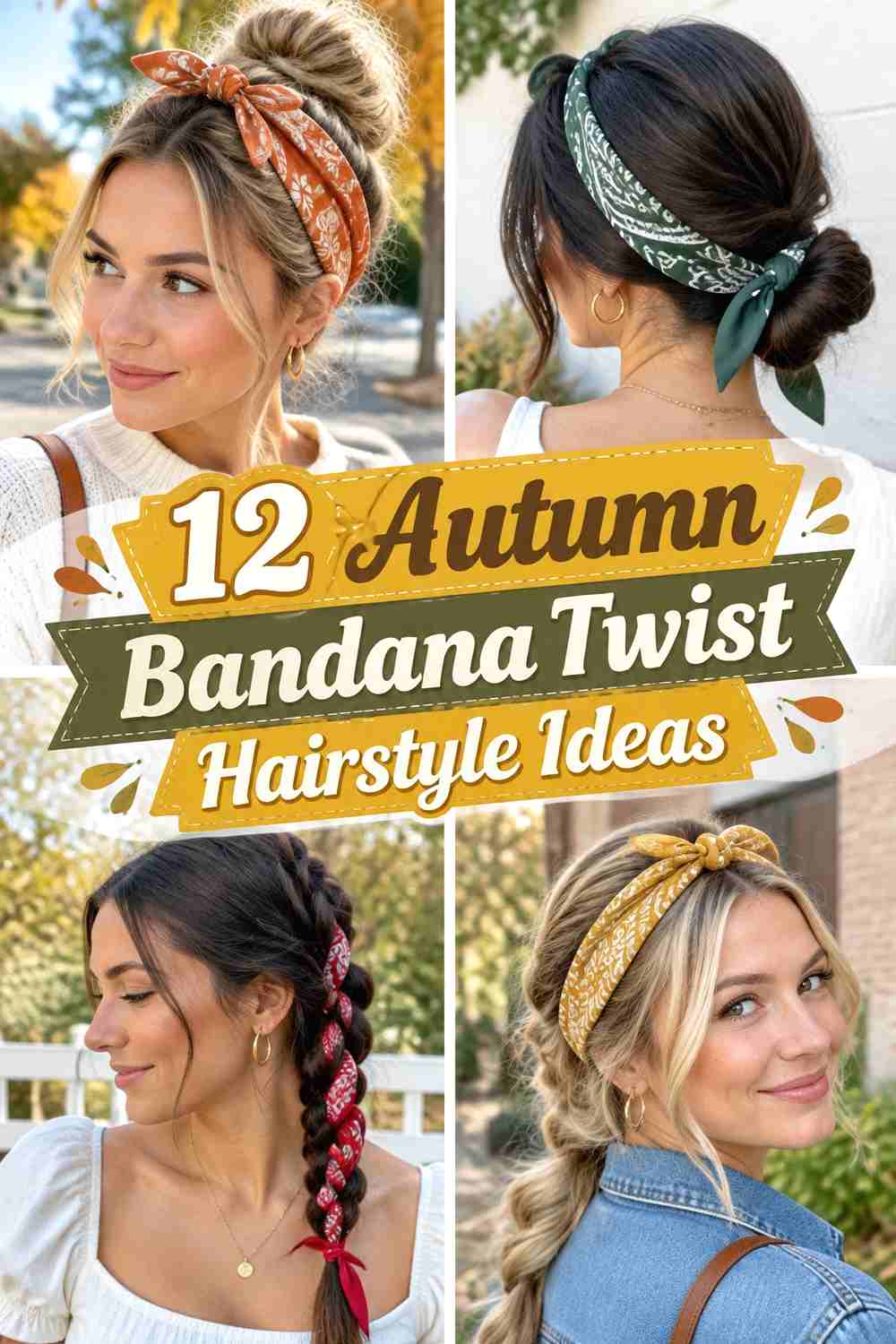 12 Autumn Bandana Twist Hairstyle Ideas
