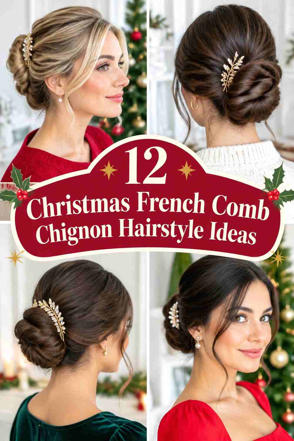 12 Christmas French Comb Chignon Hairstyle Ideas
