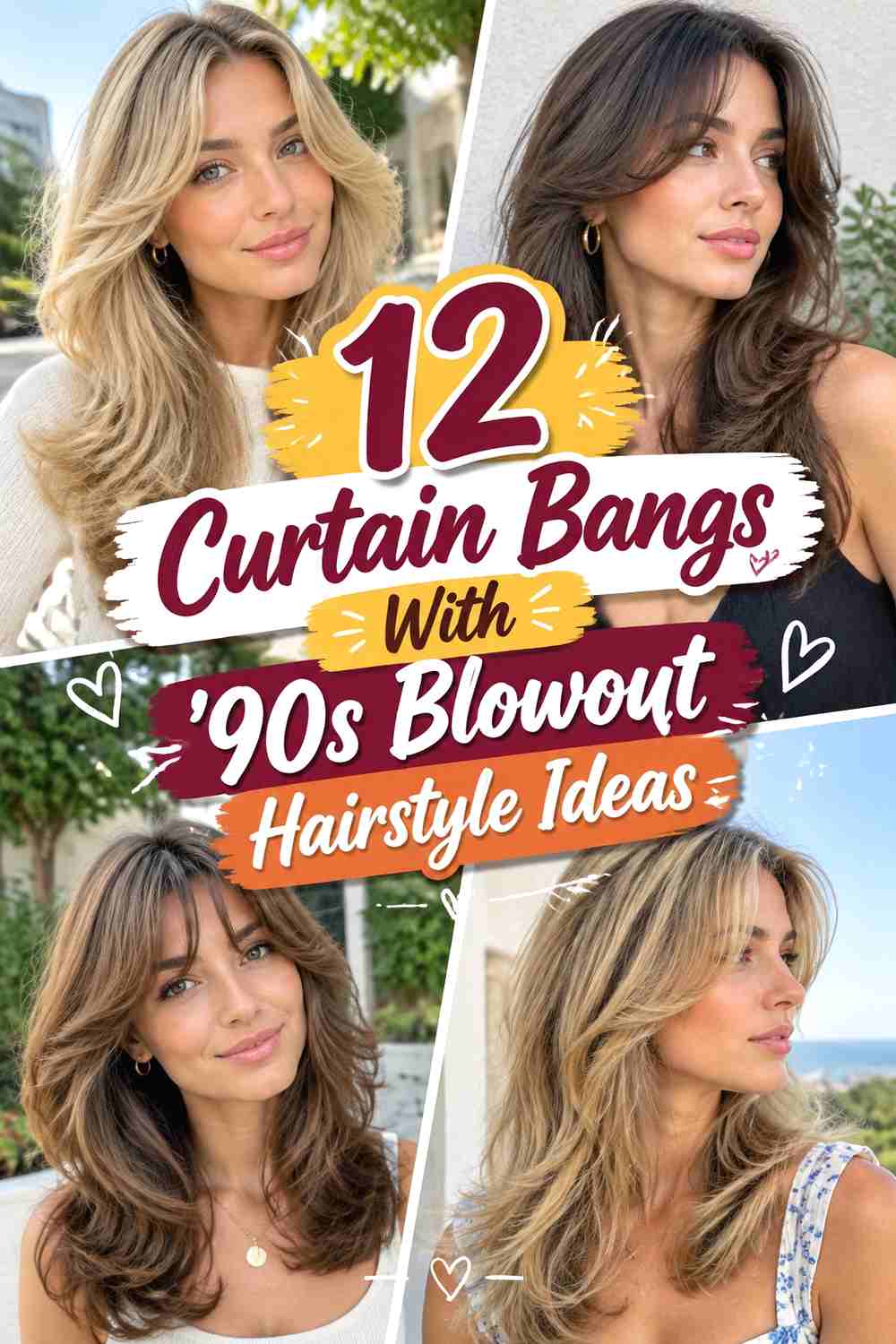 12 Curtain Bangs With ’90s Blowout Hairstyle Ideas