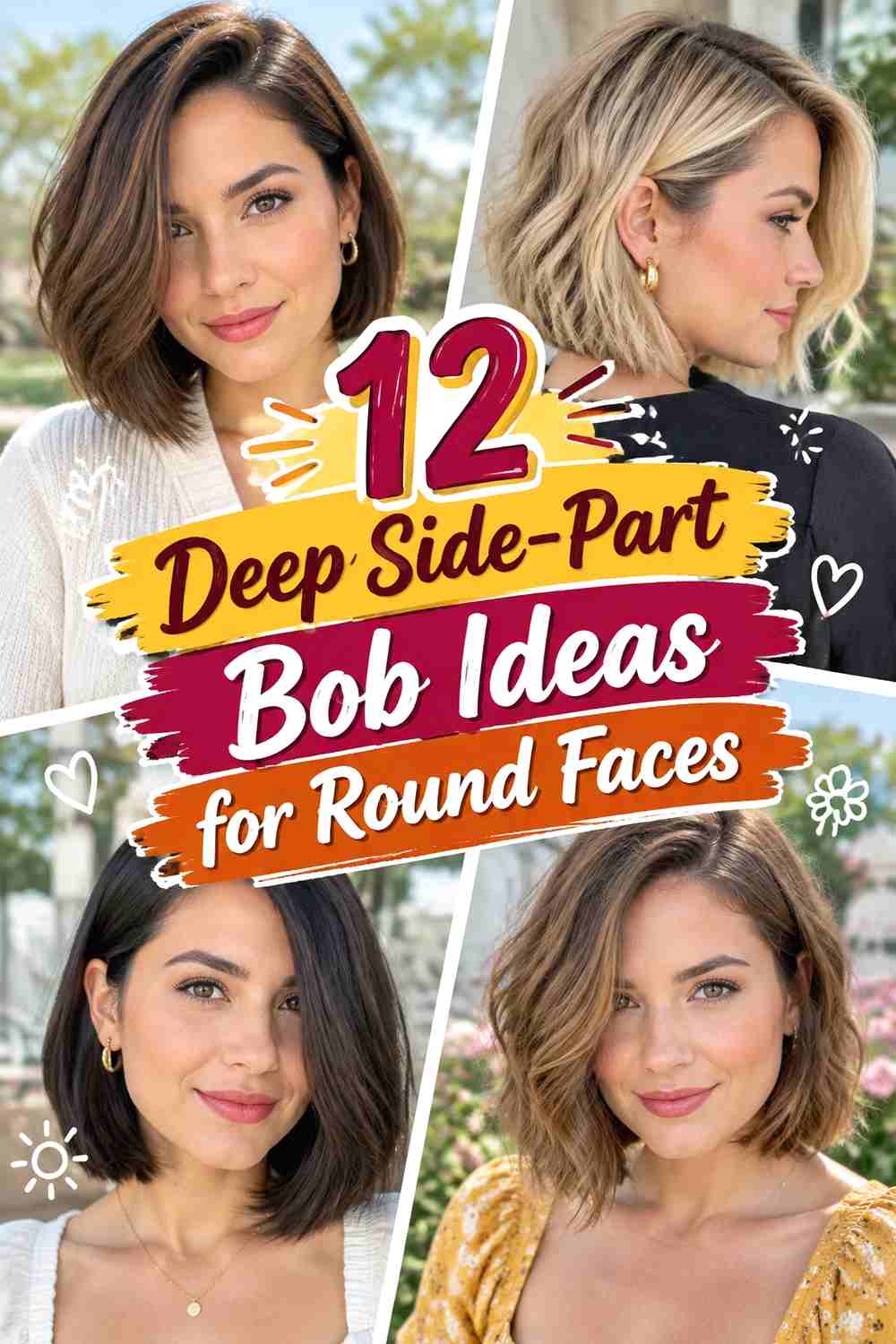 12 Deep Side-Part Bob Ideas for Round Faces