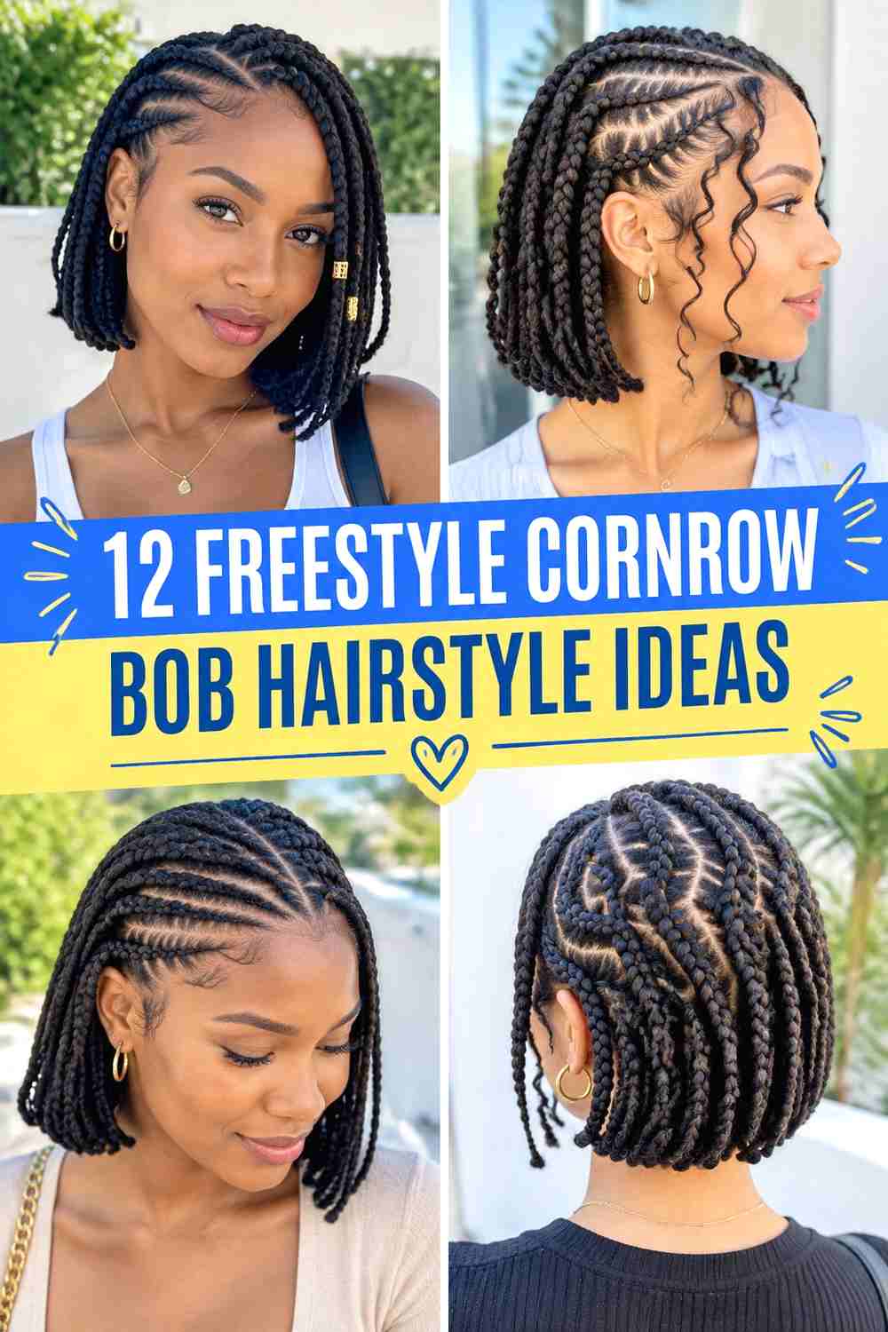 12 Freestyle Cornrow Bob Hairstyle Ideas