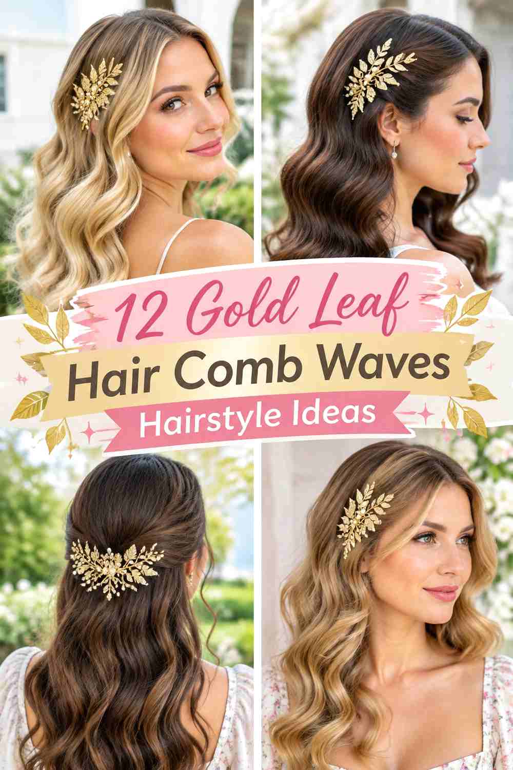 12 Gold Leaf Hair Comb Waves Hairstyle Ideas