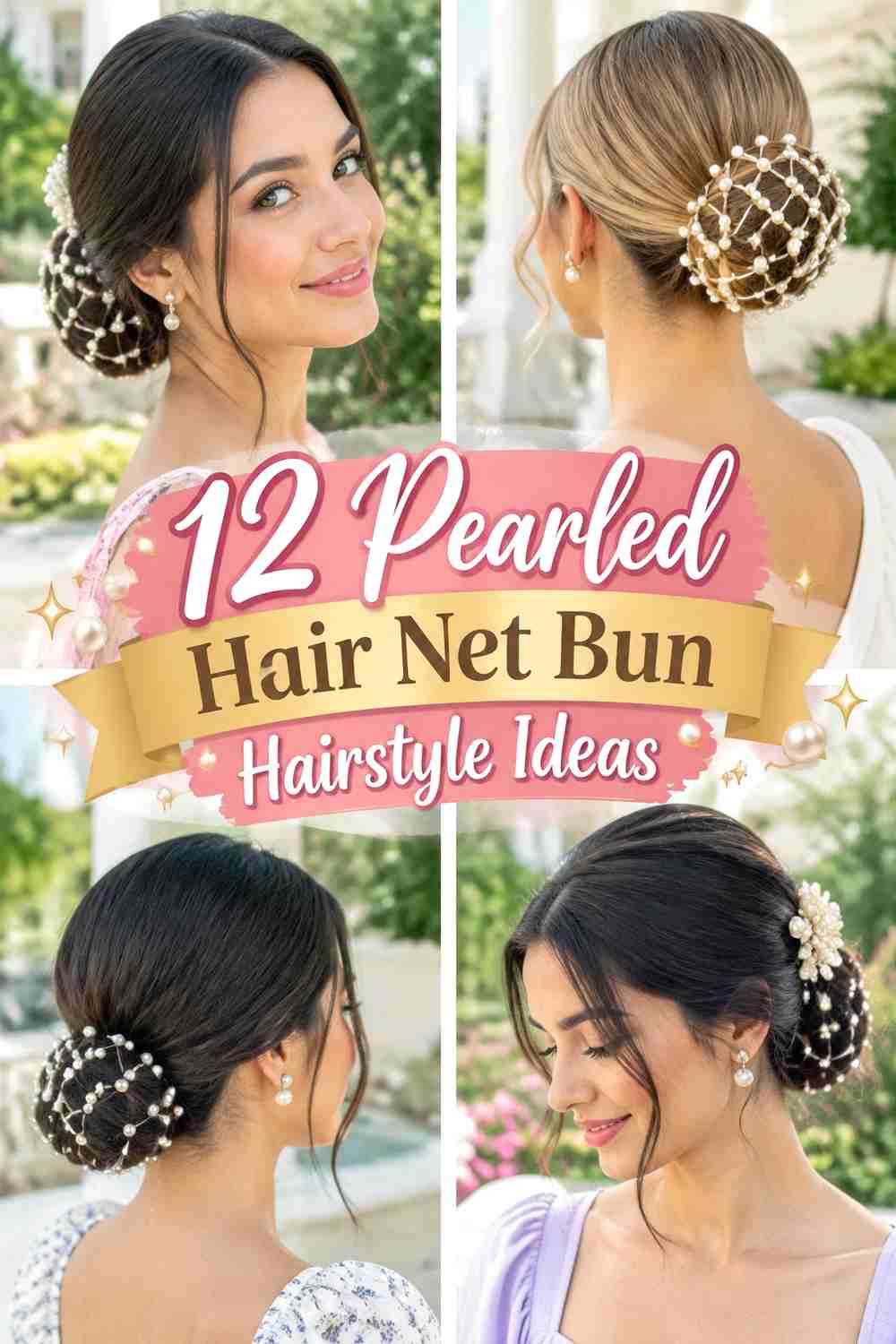 12 Pearled Hair Net Bun Hairstyle Ideas