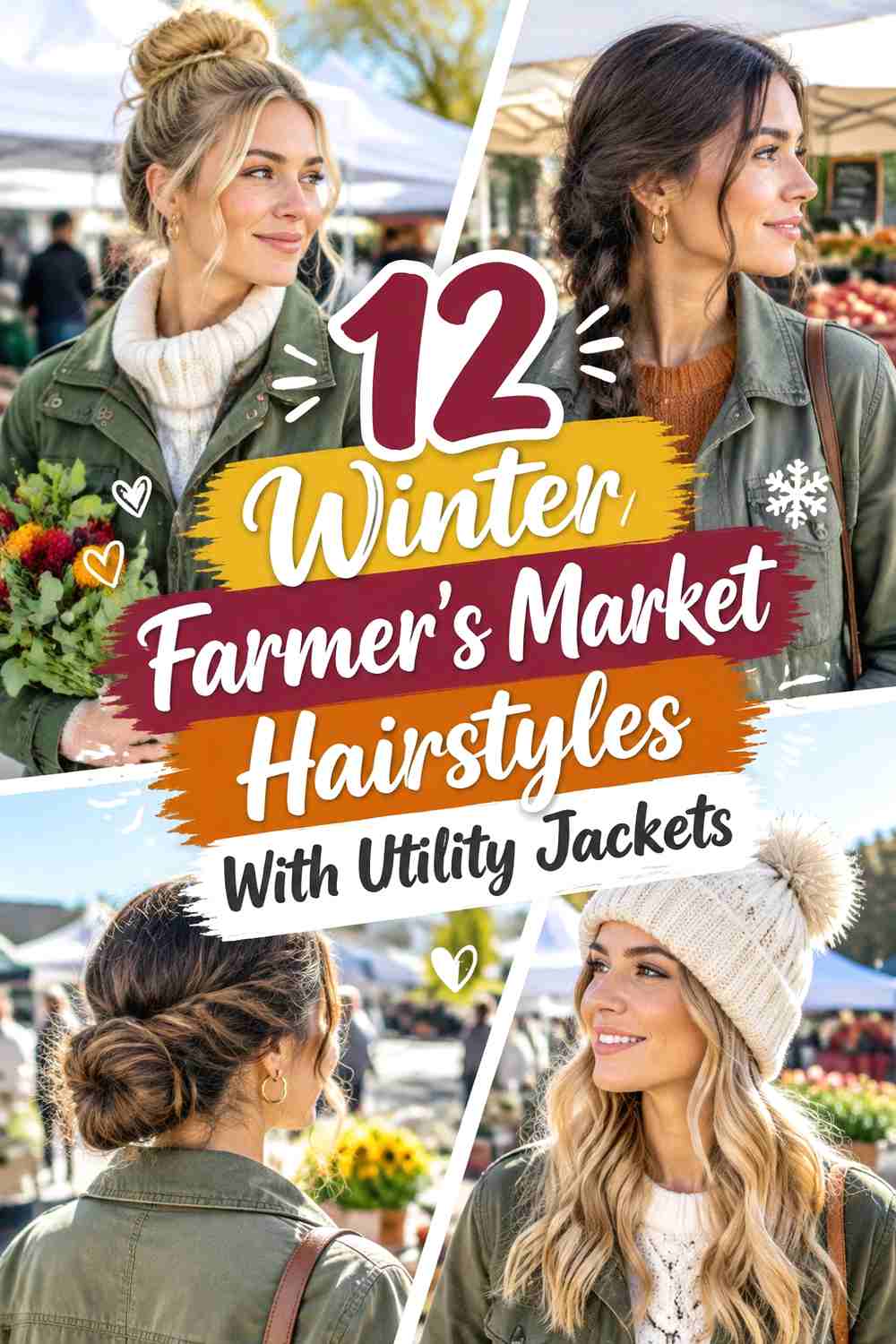 12 Winter Farmer's Market Hairstyles With Utility Jackets