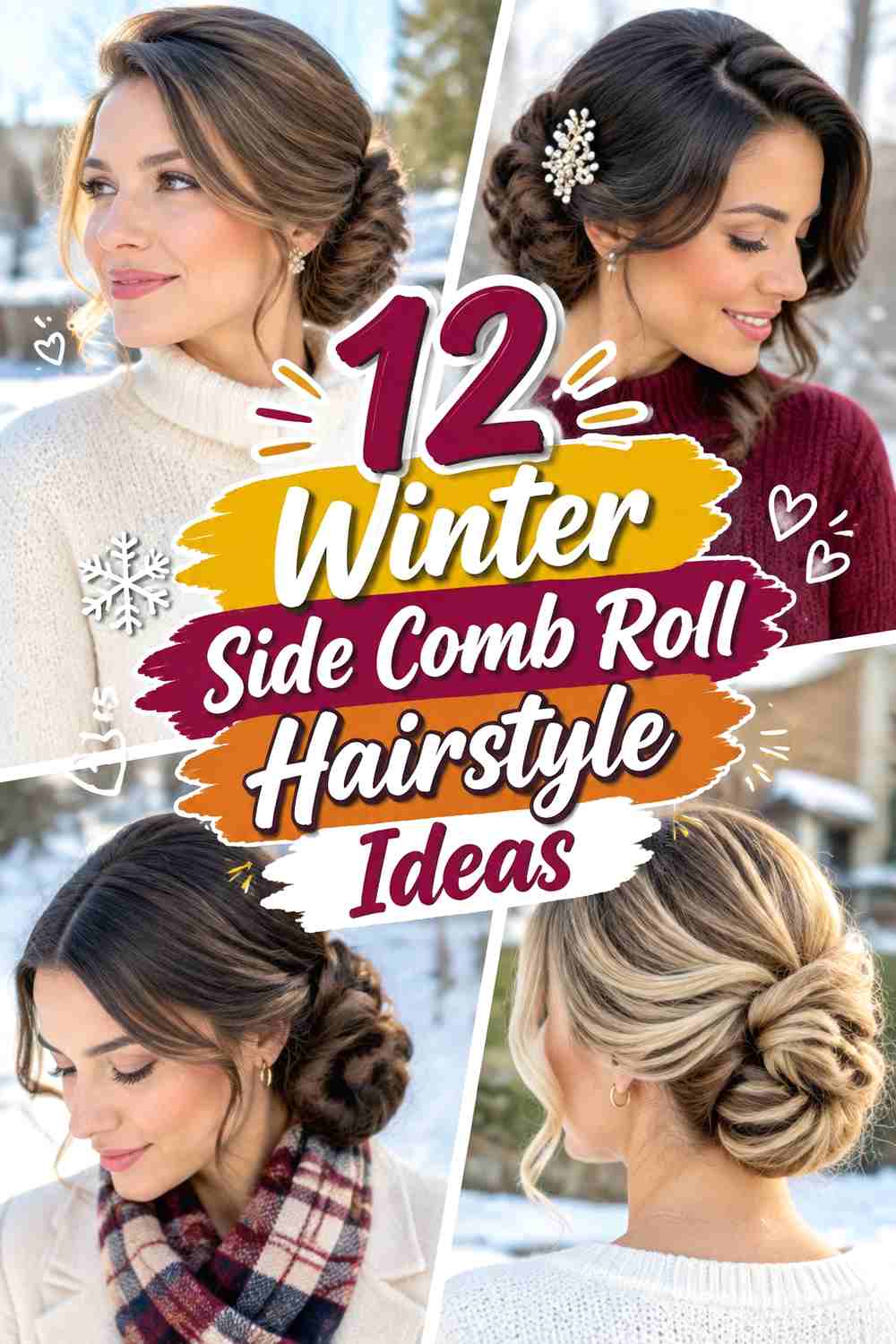 12 Winter Side Comb Roll Hairstyle Ideas