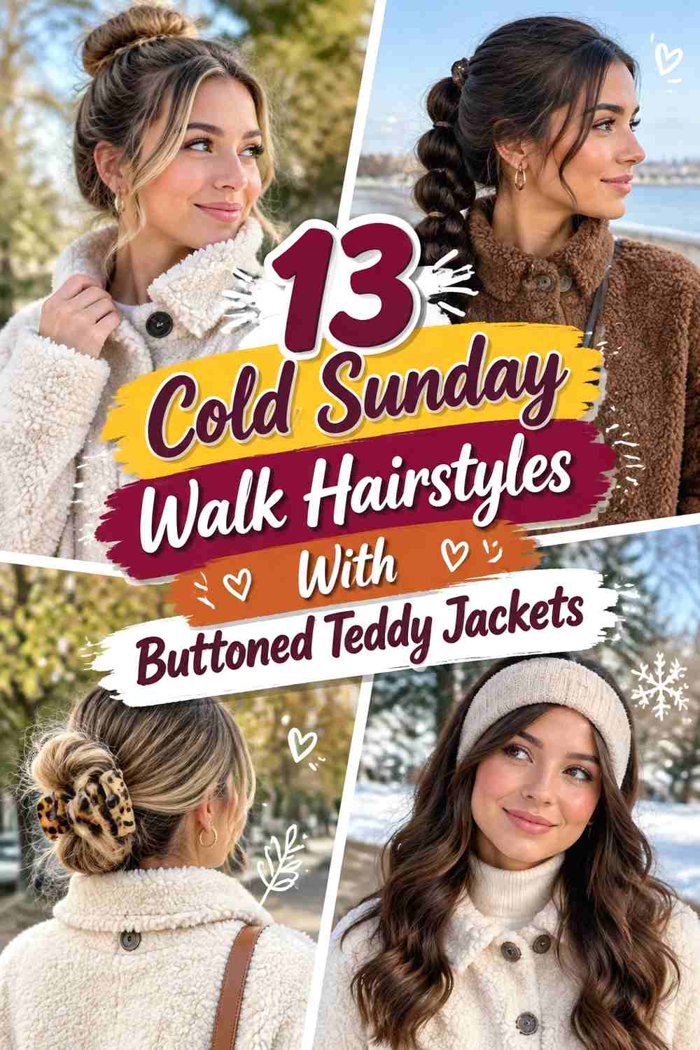 13 Cold Sunday Walk Hairstyles With Buttoned Teddy Jackets