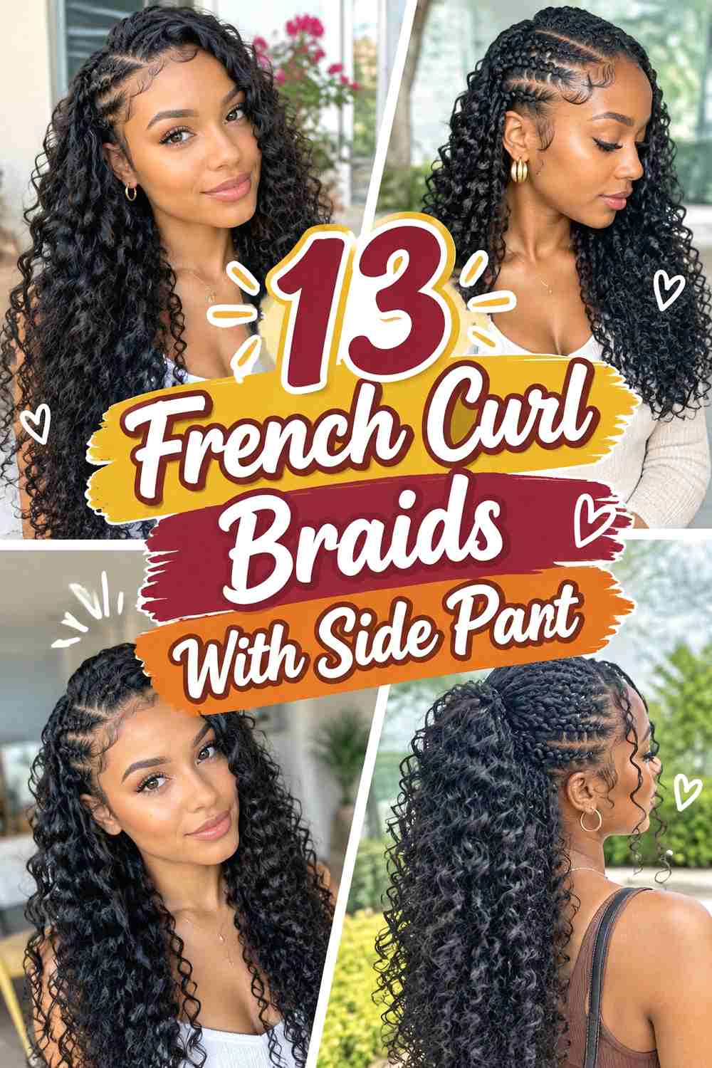 13 French Curl Braids With Side Part