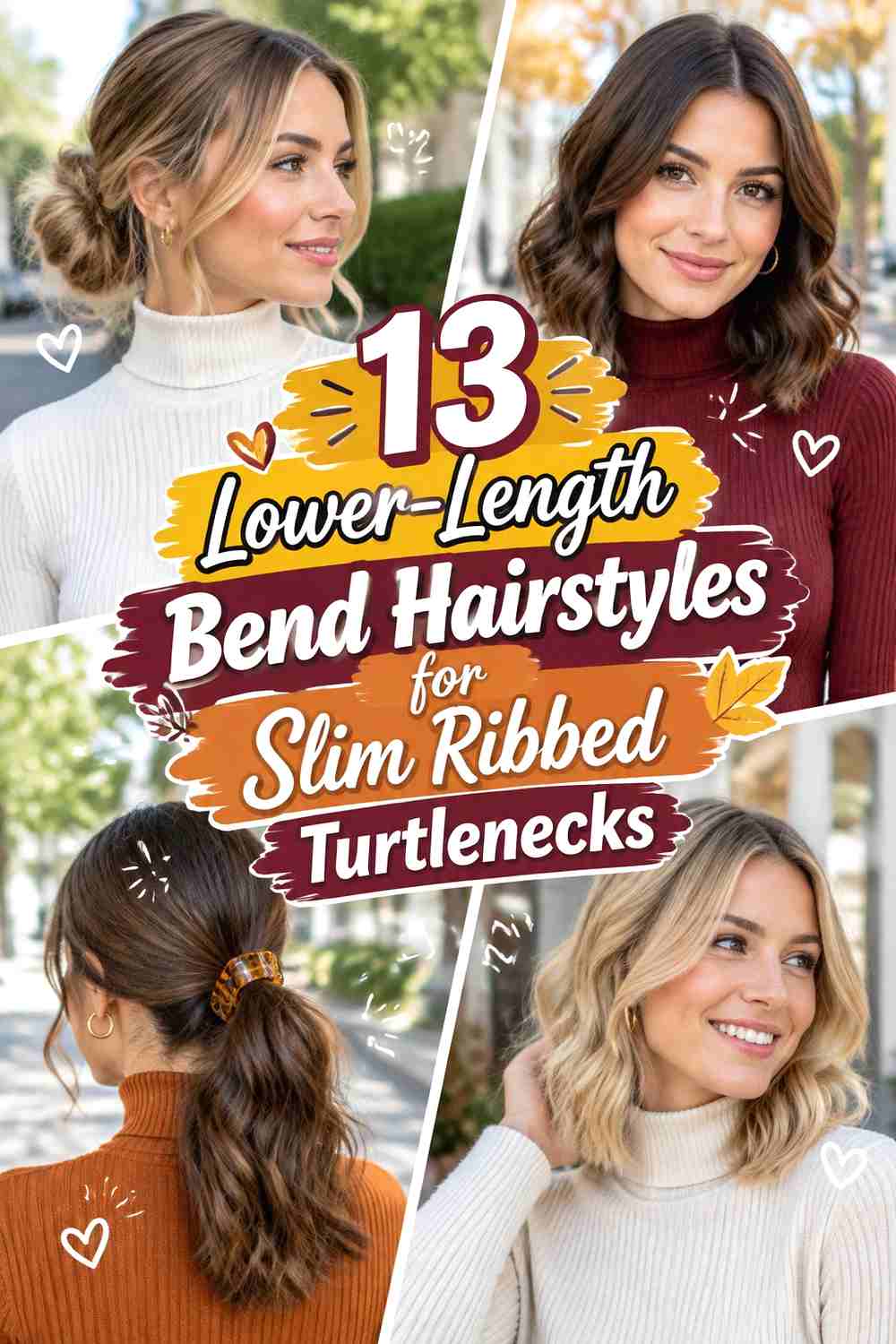 13 Lower-Length Bend Hairstyles for Slim Ribbed Turtlenecks
