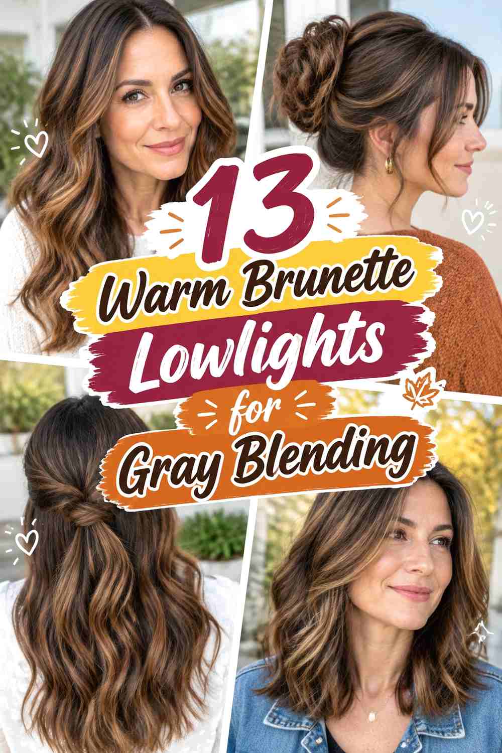 13 Warm Brunette Lowlights for Gray Blending