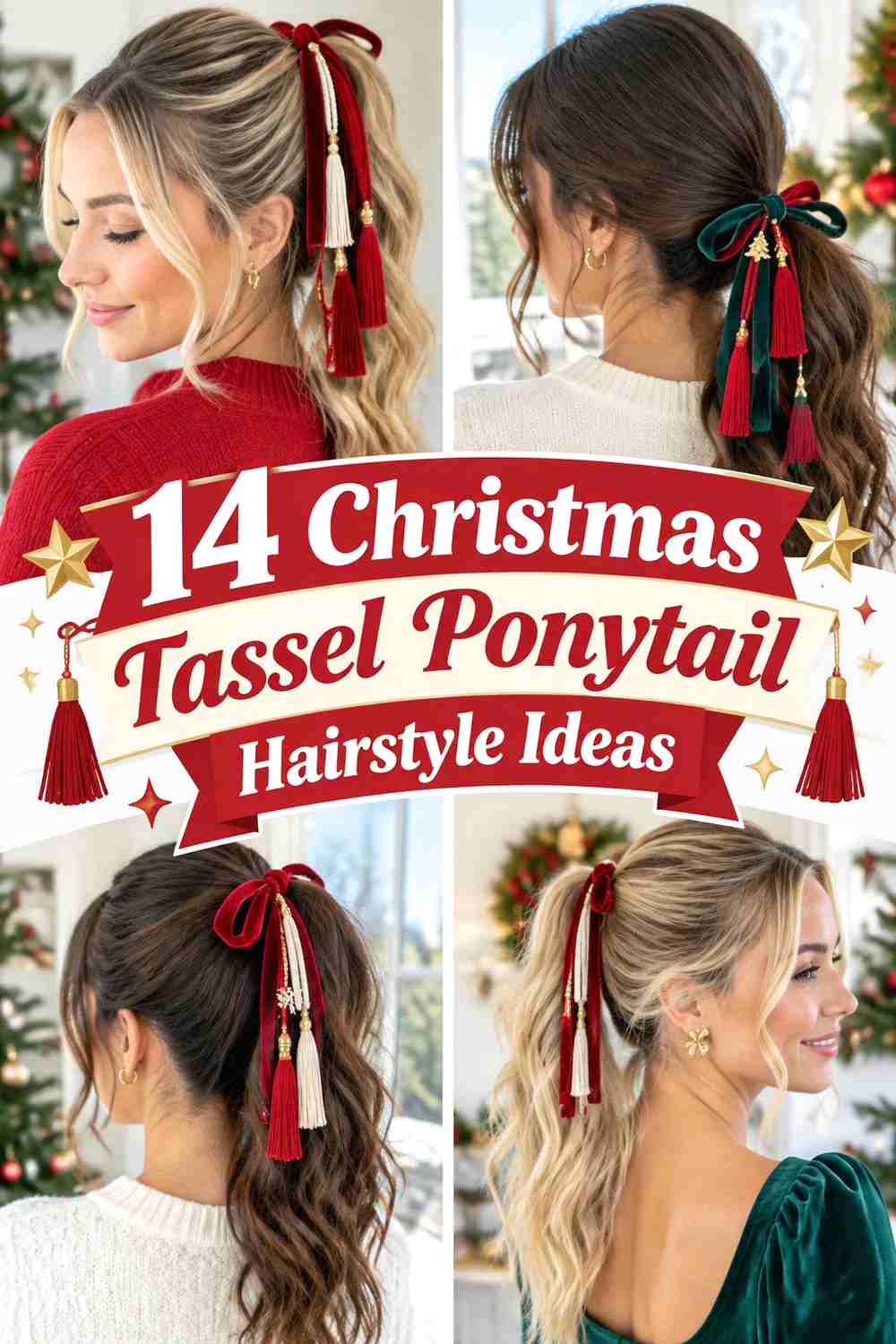 14 Christmas Tassel Ponytail Hairstyle Ideas