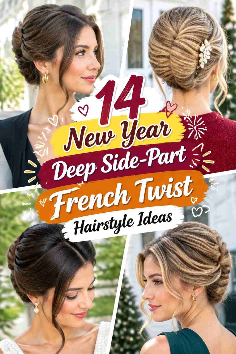 14 New Year Deep Side-Part French Twist Hairstyle Ideas