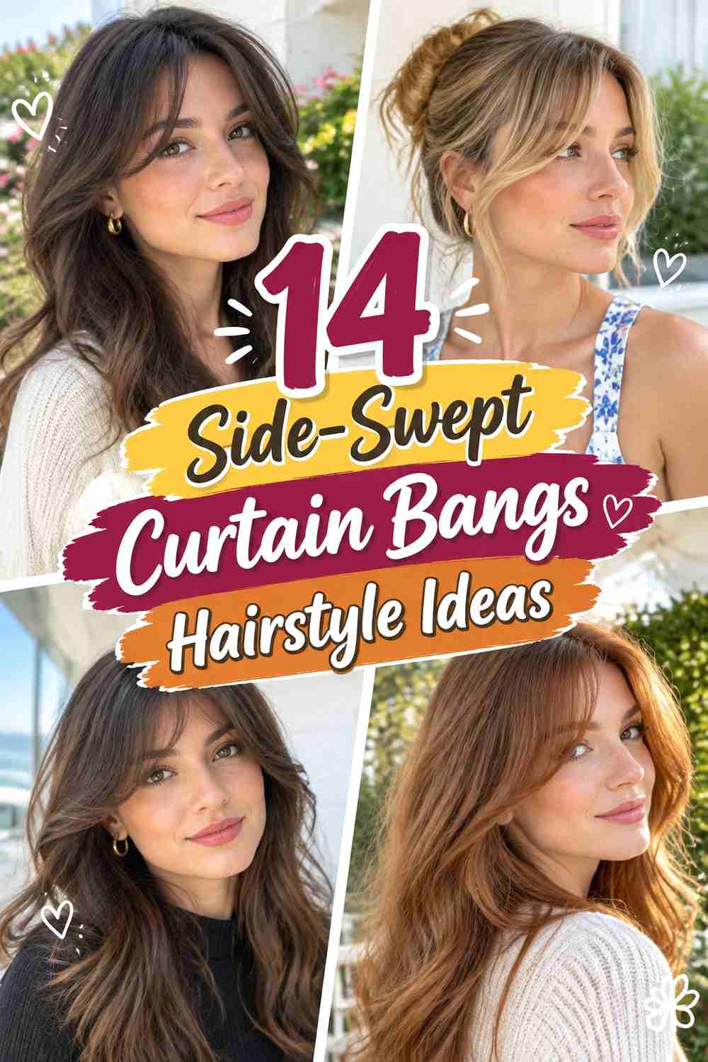 14 Side-Swept Curtain Bangs Hairstyle Ideas