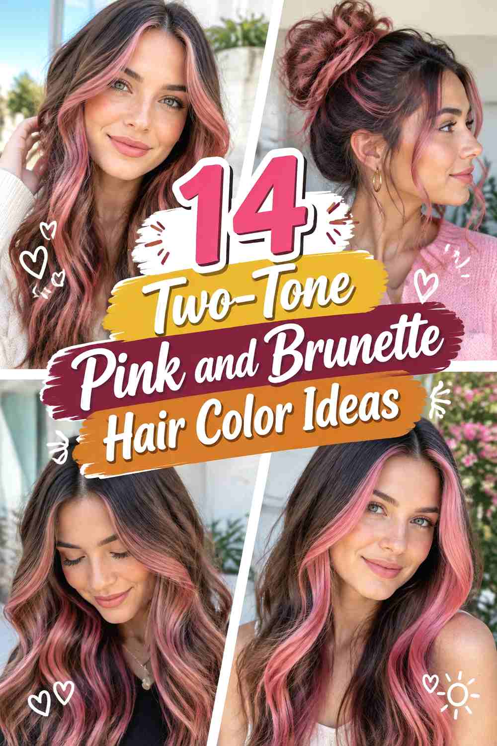 14 Two-Tone Pink and Brunette Hair Color Ideas