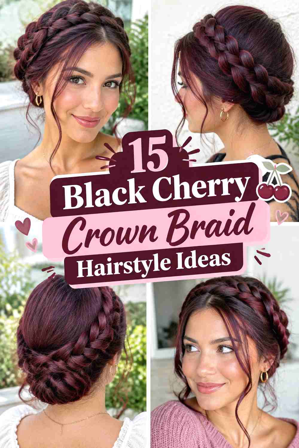 15 Black Cherry Crown Braid Hairstyle Ideas