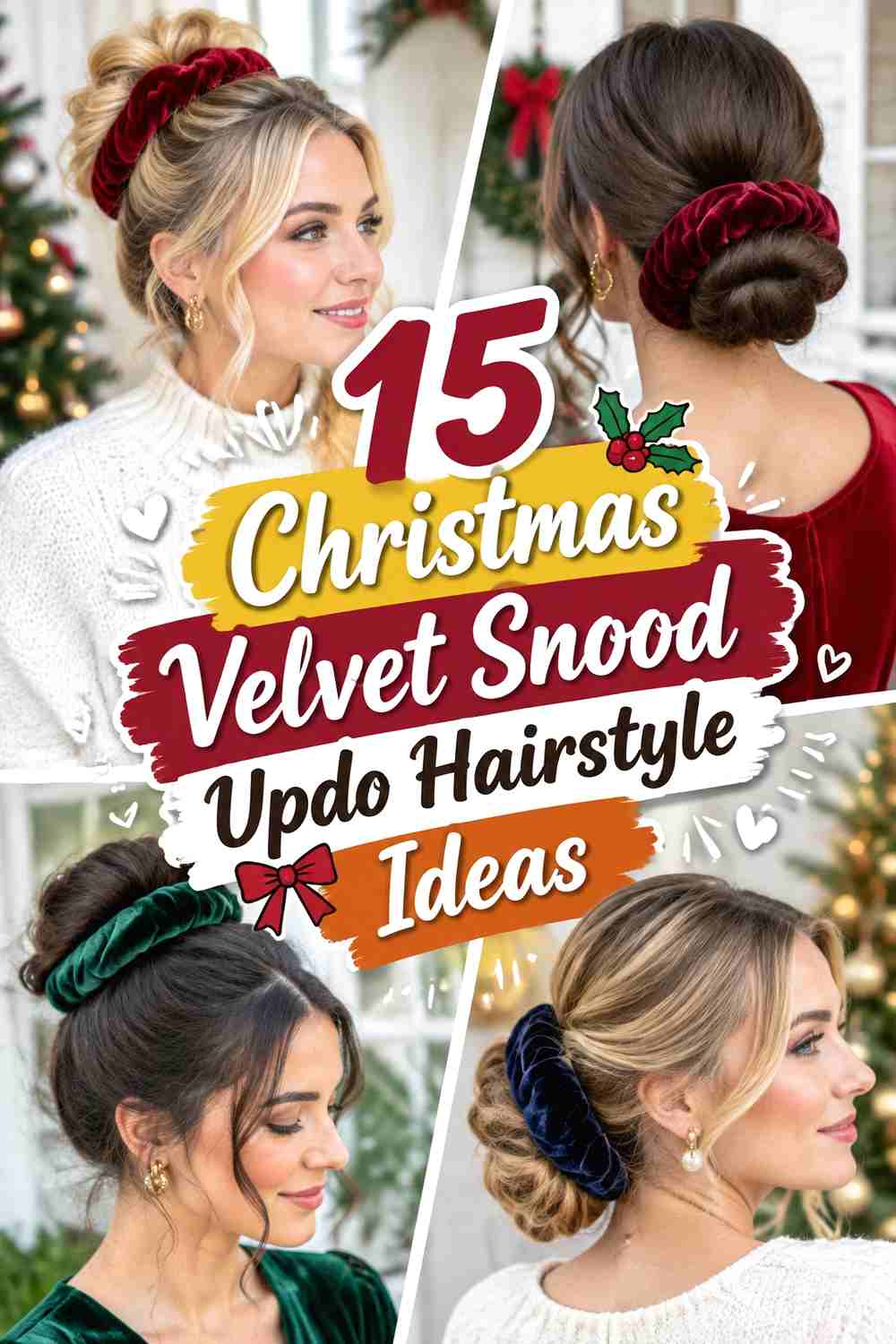 15 Christmas Velvet Snood Updo Hairstyle Ideas