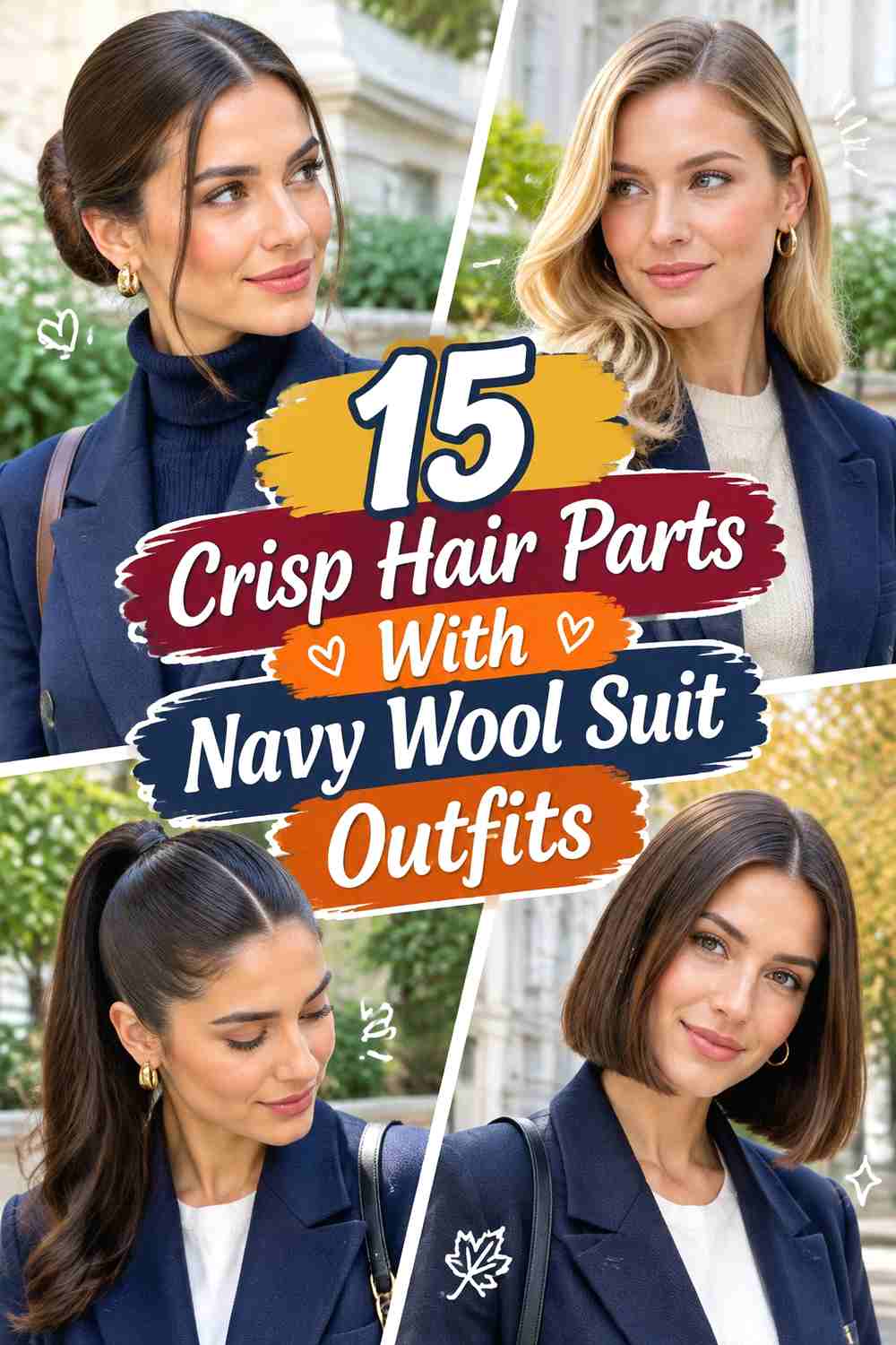 15 Crisp Hair Parts With Navy Wool Suit Outfits
