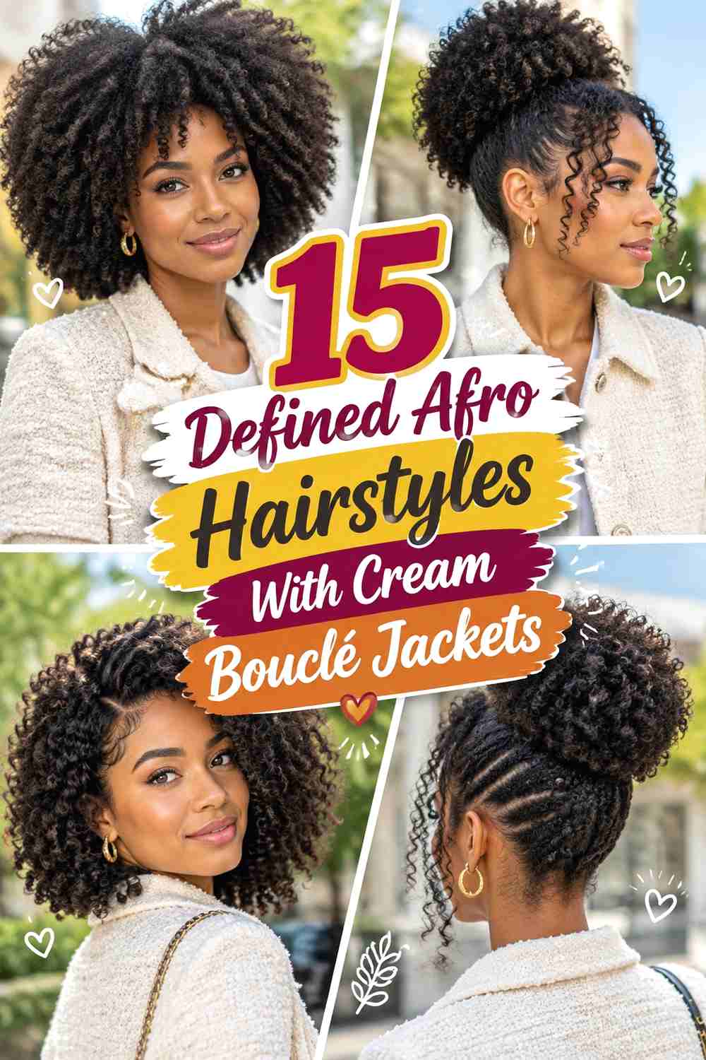 15 Defined Afro Hairstyles With Cream Bouclé Jackets
