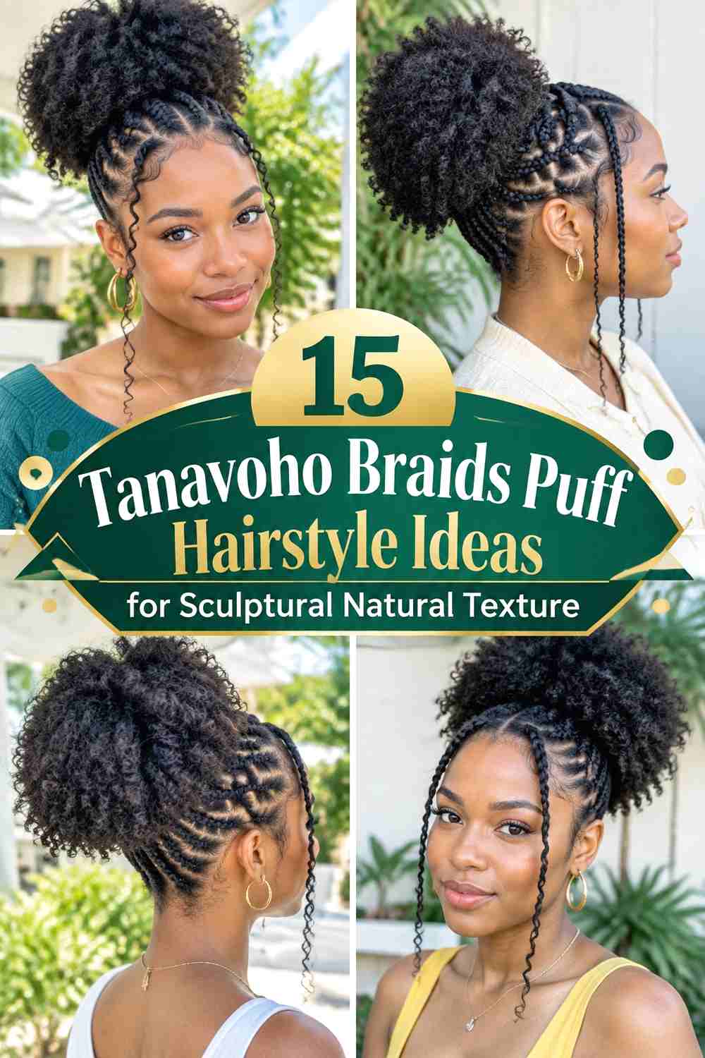15 Tanavoho Braids Puff Hairstyle Ideas for Sculptural Natural Texture