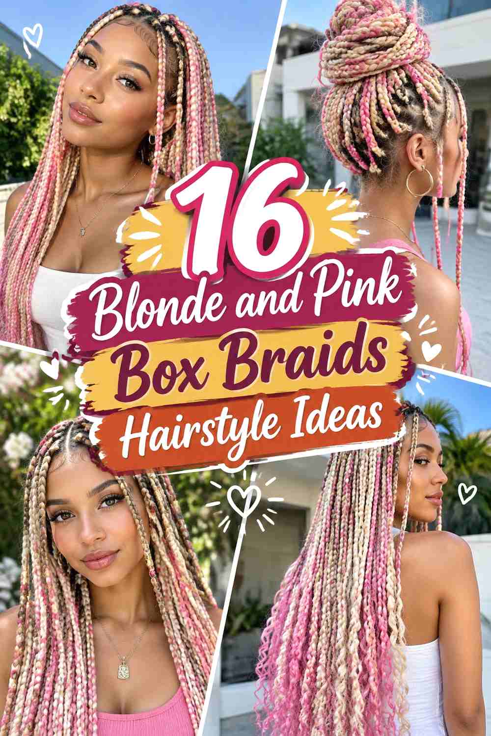16 Blonde and Pink Box Braids Hairstyle Ideas