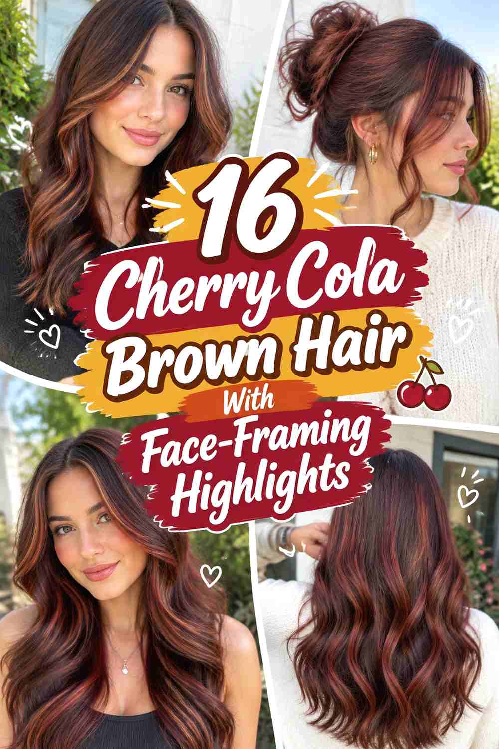 16 Cherry Cola Brown Hair With Face-Framing Highlights