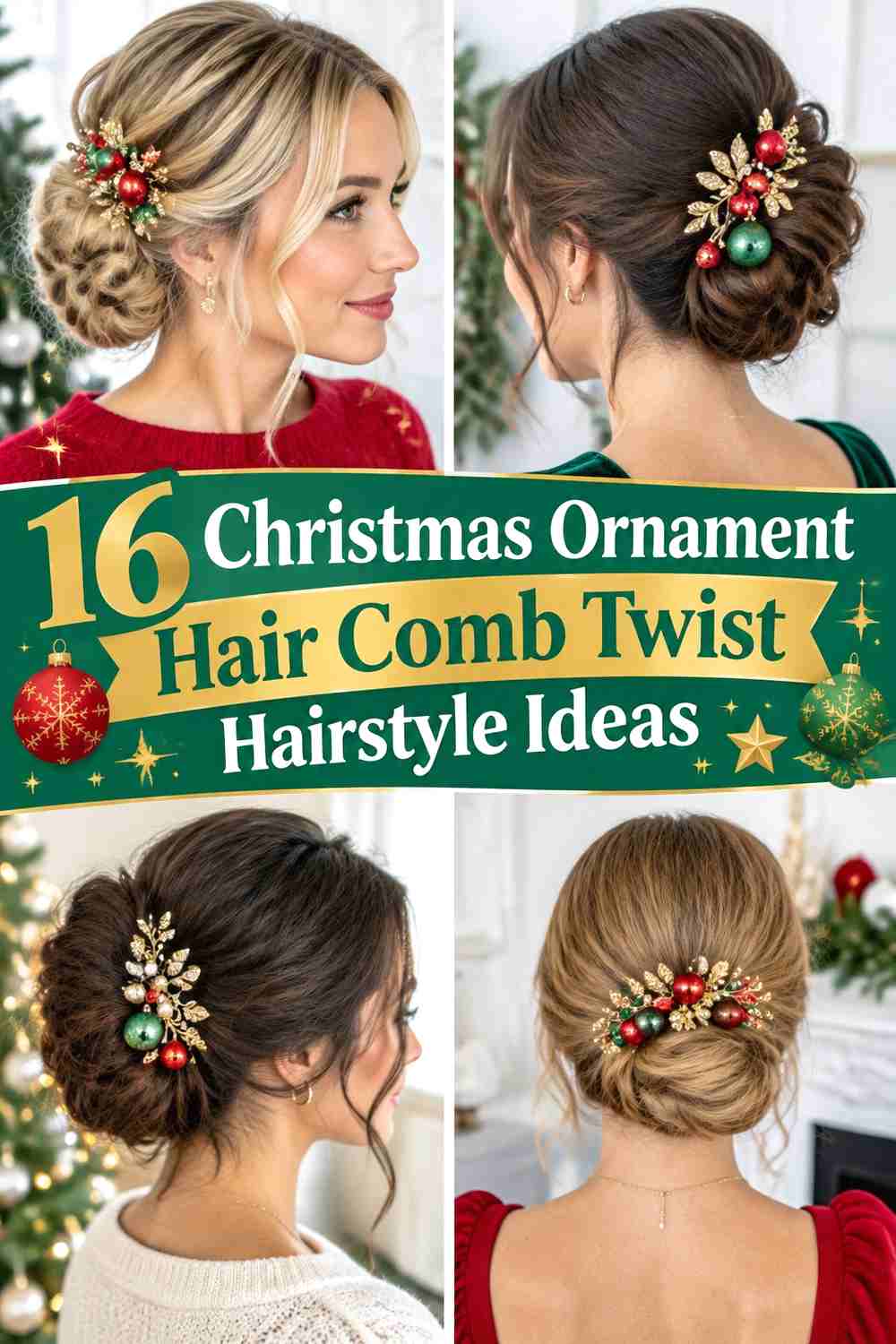 16 Christmas Ornament Hair Comb Twist Hairstyle Ideas