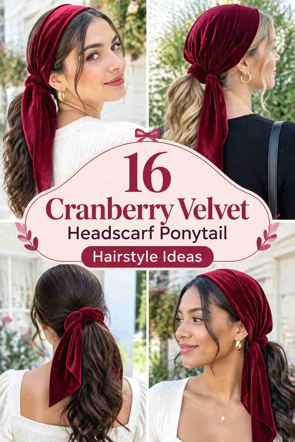 16 Cranberry Velvet Headscarf Ponytail Hairstyle Ideas