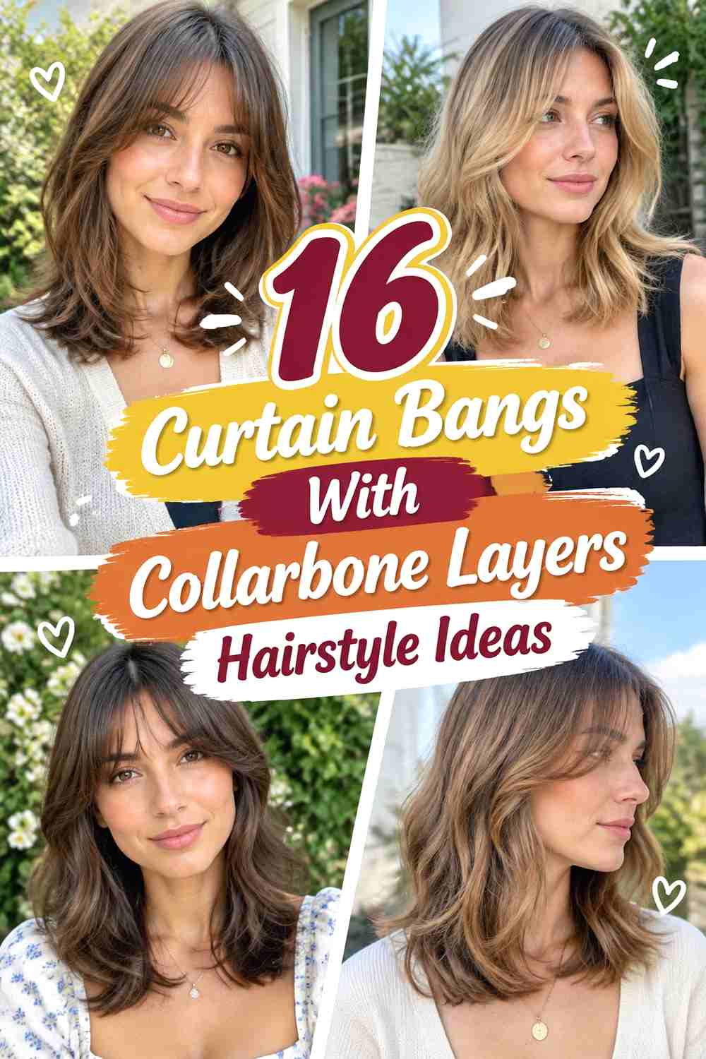 16 Curtain Bangs With Collarbone Layers Hairstyle Ideas