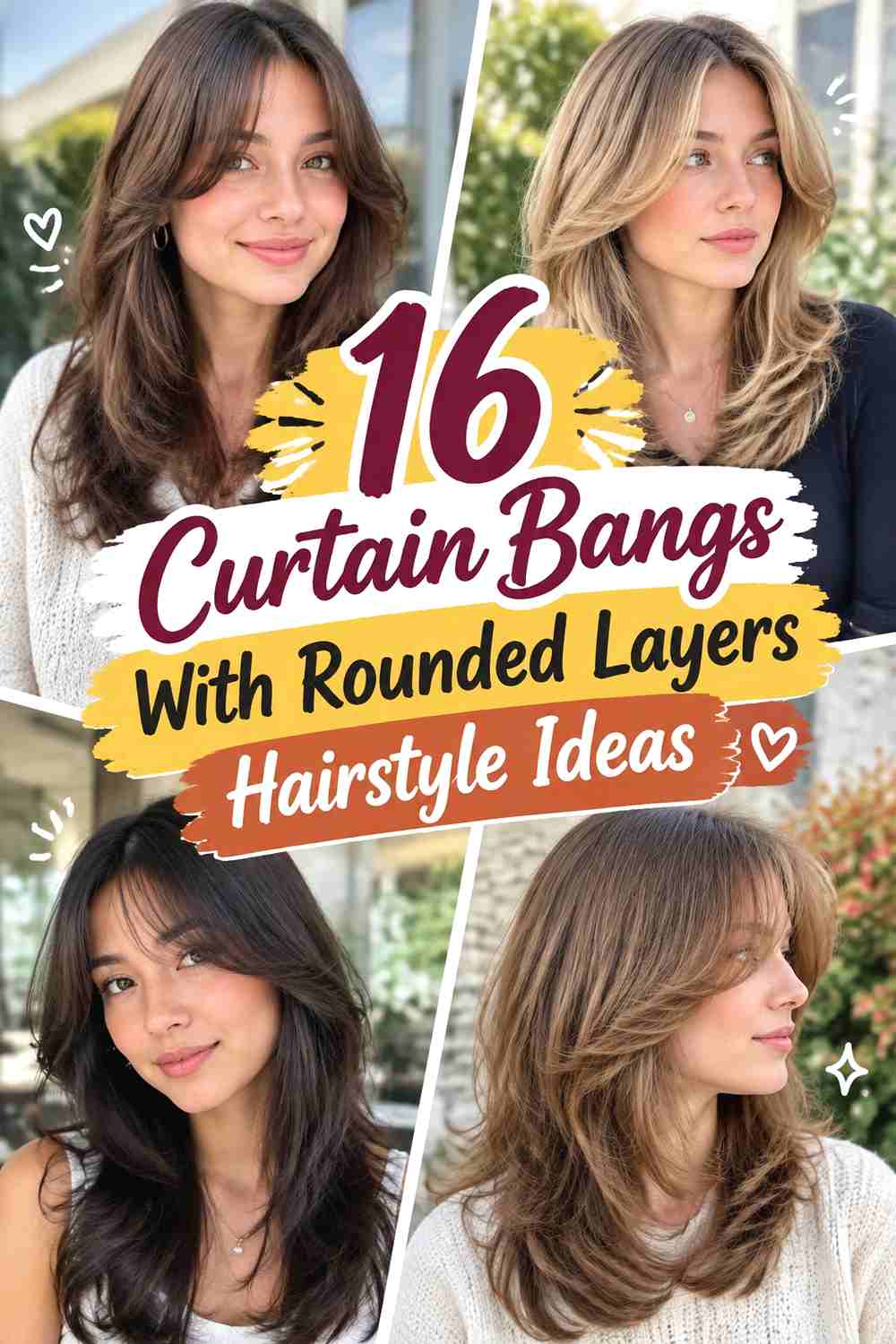 16 Curtain Bangs With Rounded Layers Hairstyle Ideas