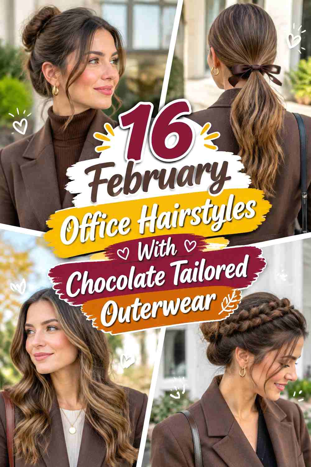 16 February Office Hairstyles With Chocolate Tailored Outerwear