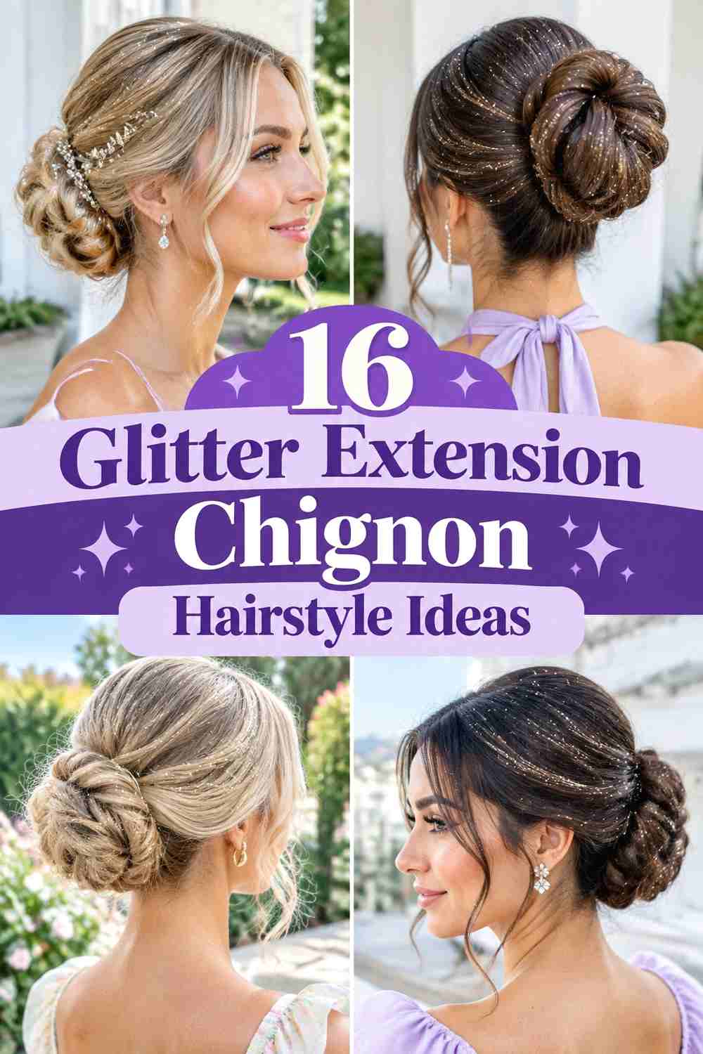 16 Glitter Extension Chignon Hairstyle Ideas