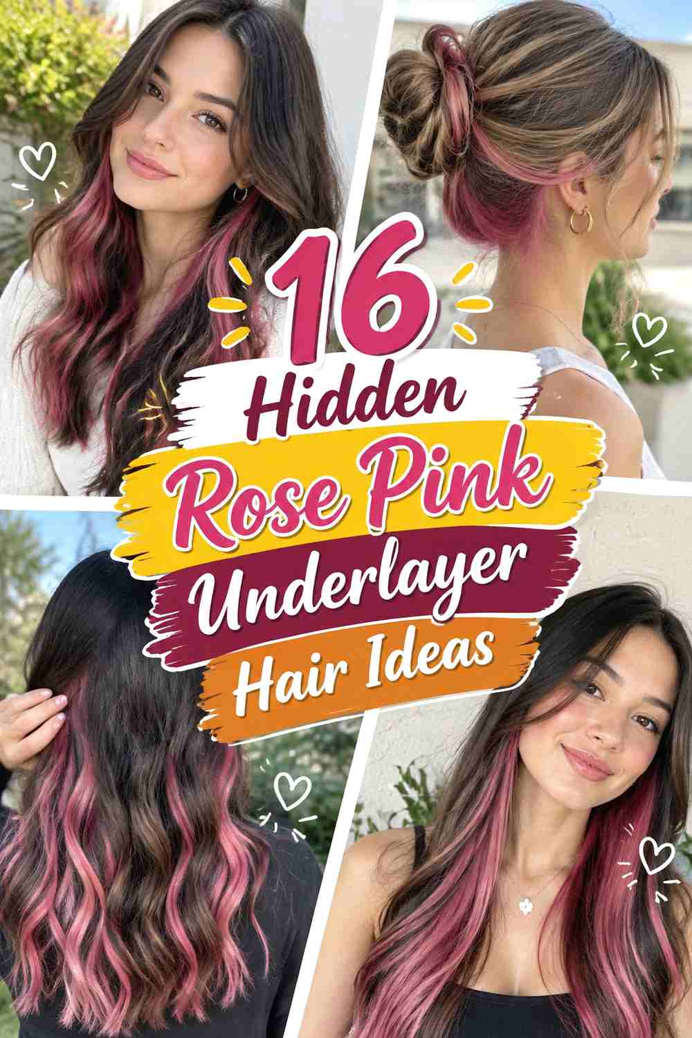 16 Hidden Rose Pink Underlayer Hair Ideas