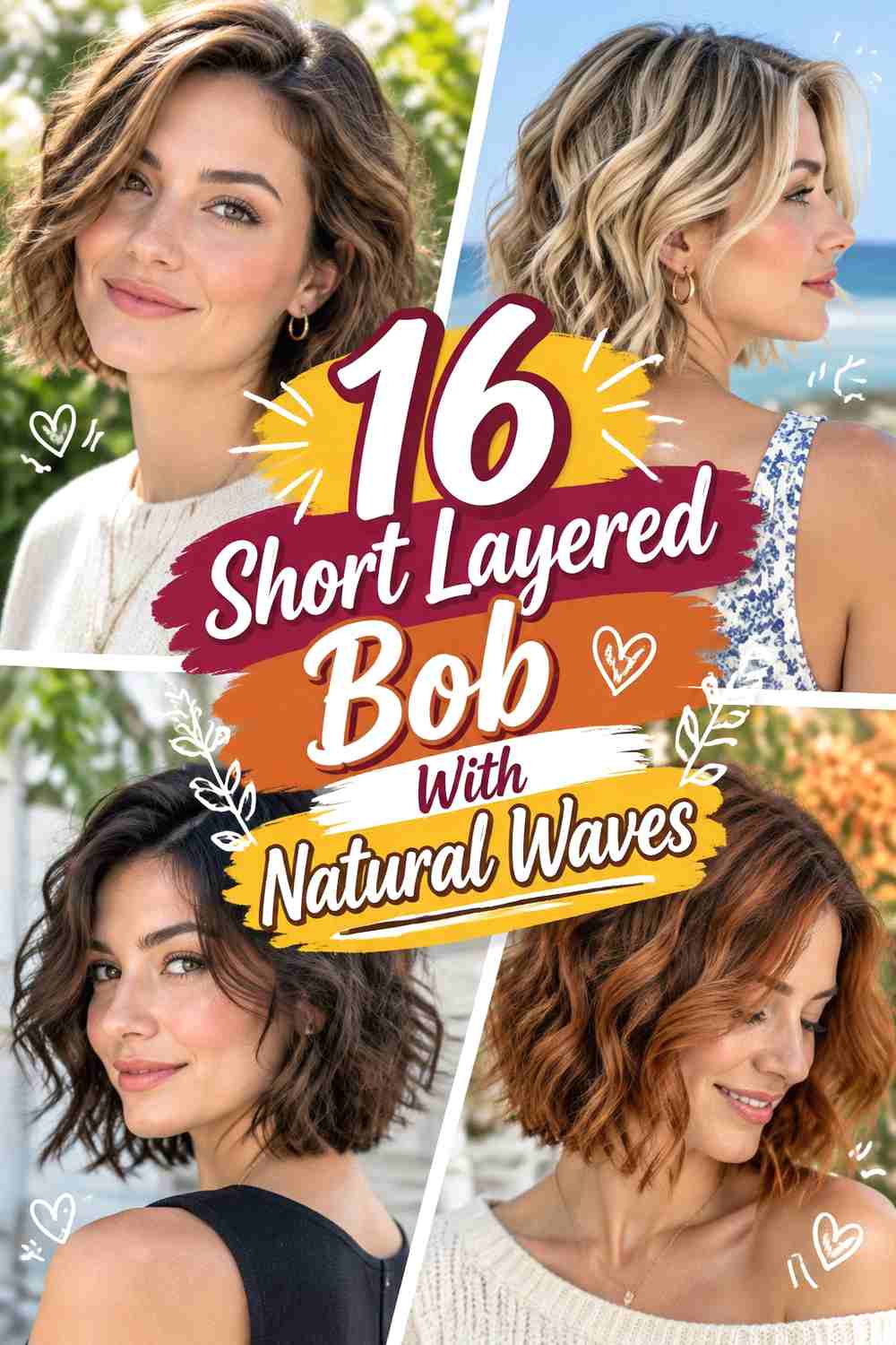 16 Short Layered Bob With Natural Waves