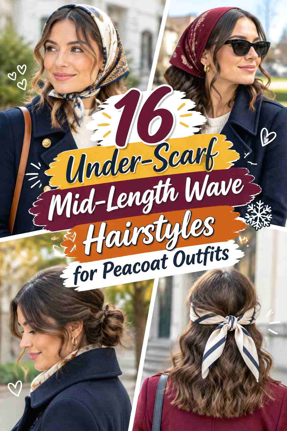 16 Under-Scarf Mid-Length Wave Hairstyles for Peacoat Outfits