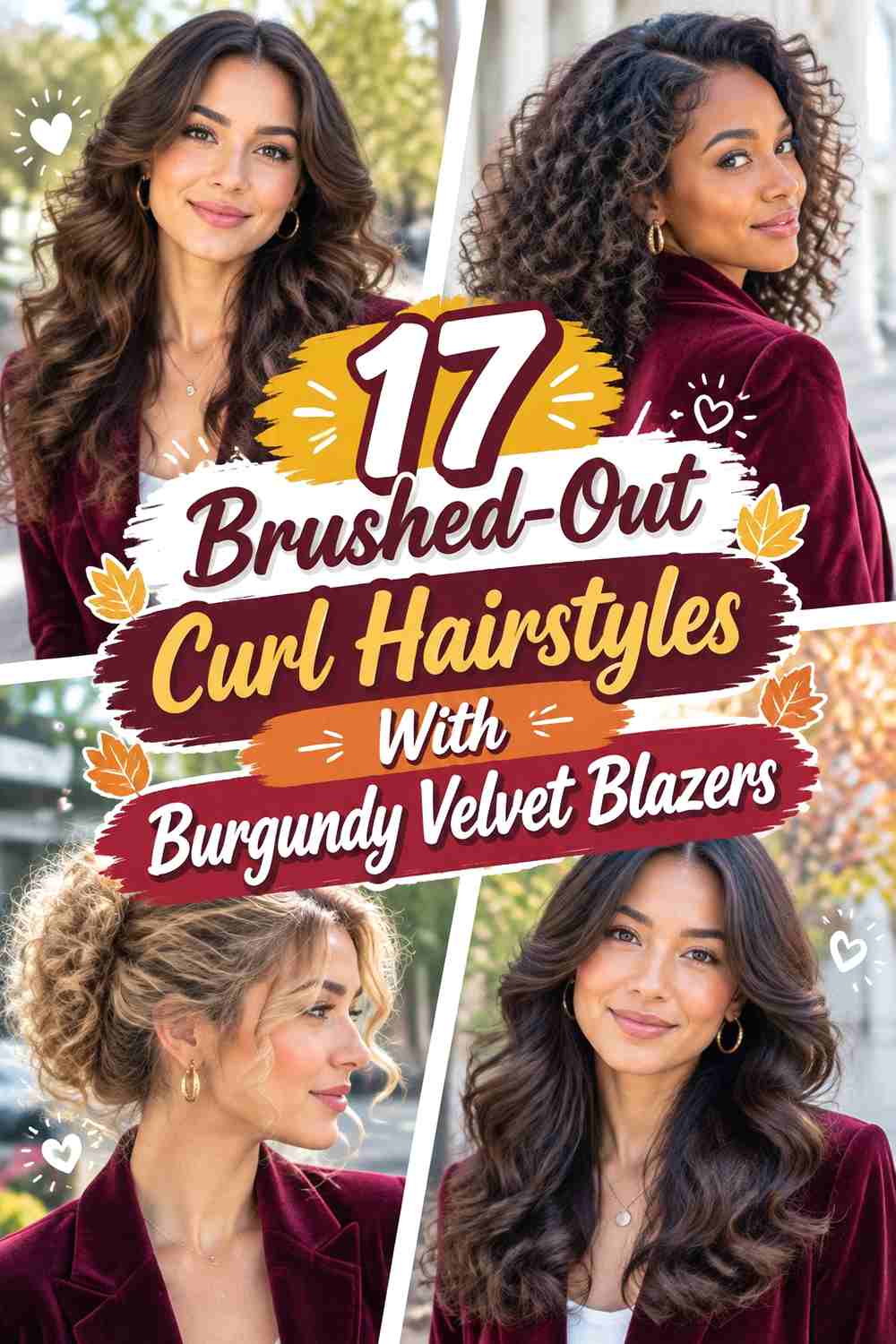 17 Brushed-Out Curl Hairstyles With Burgundy Velvet Blazers