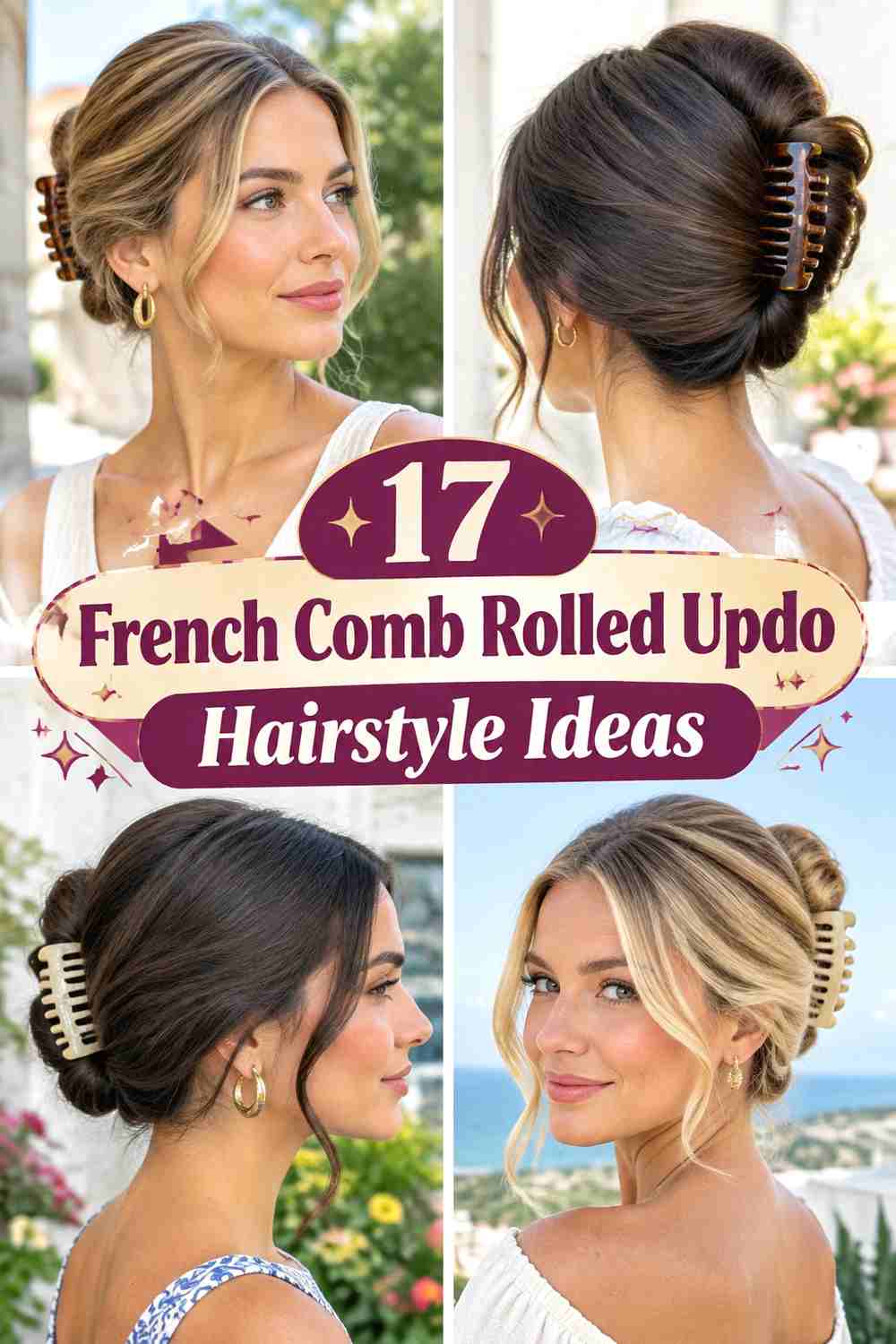 17 French Comb Rolled Updo Hairstyle Ideas