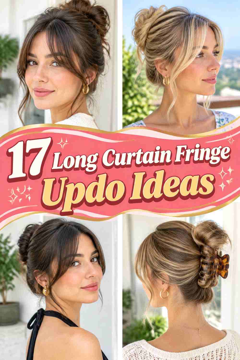 17 Long Curtain Fringe Updo Ideas