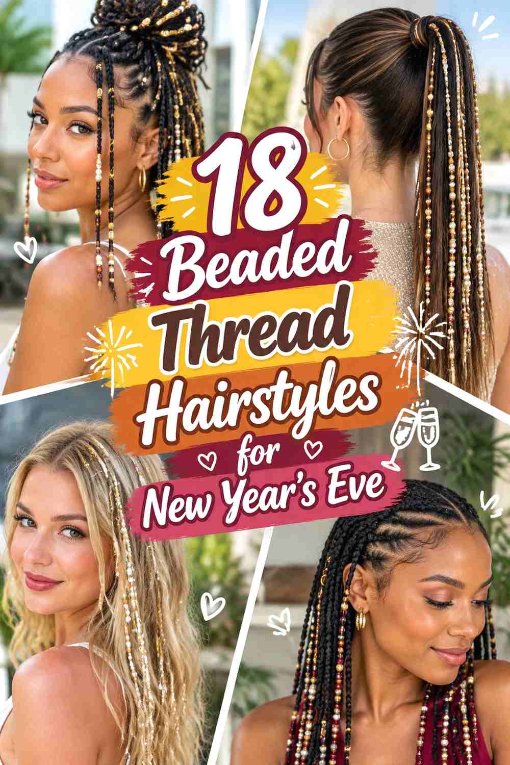 18 Beaded Thread Hairstyles for New Year's Eve
