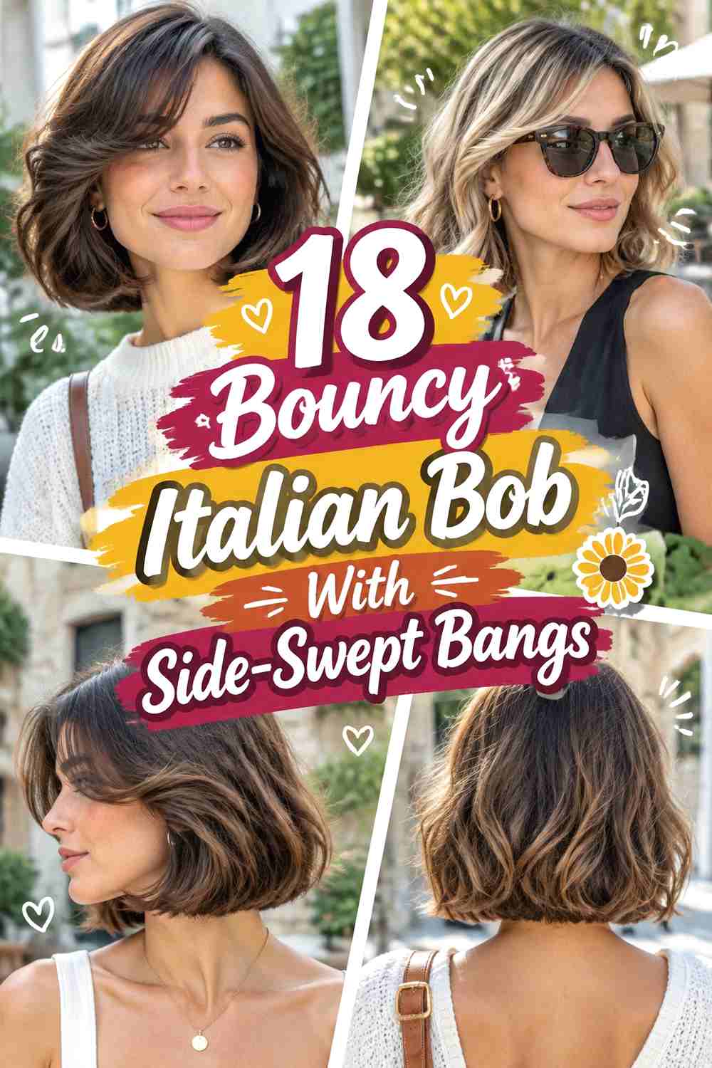 18 Bouncy Italian Bob With Side-Swept Bangs
