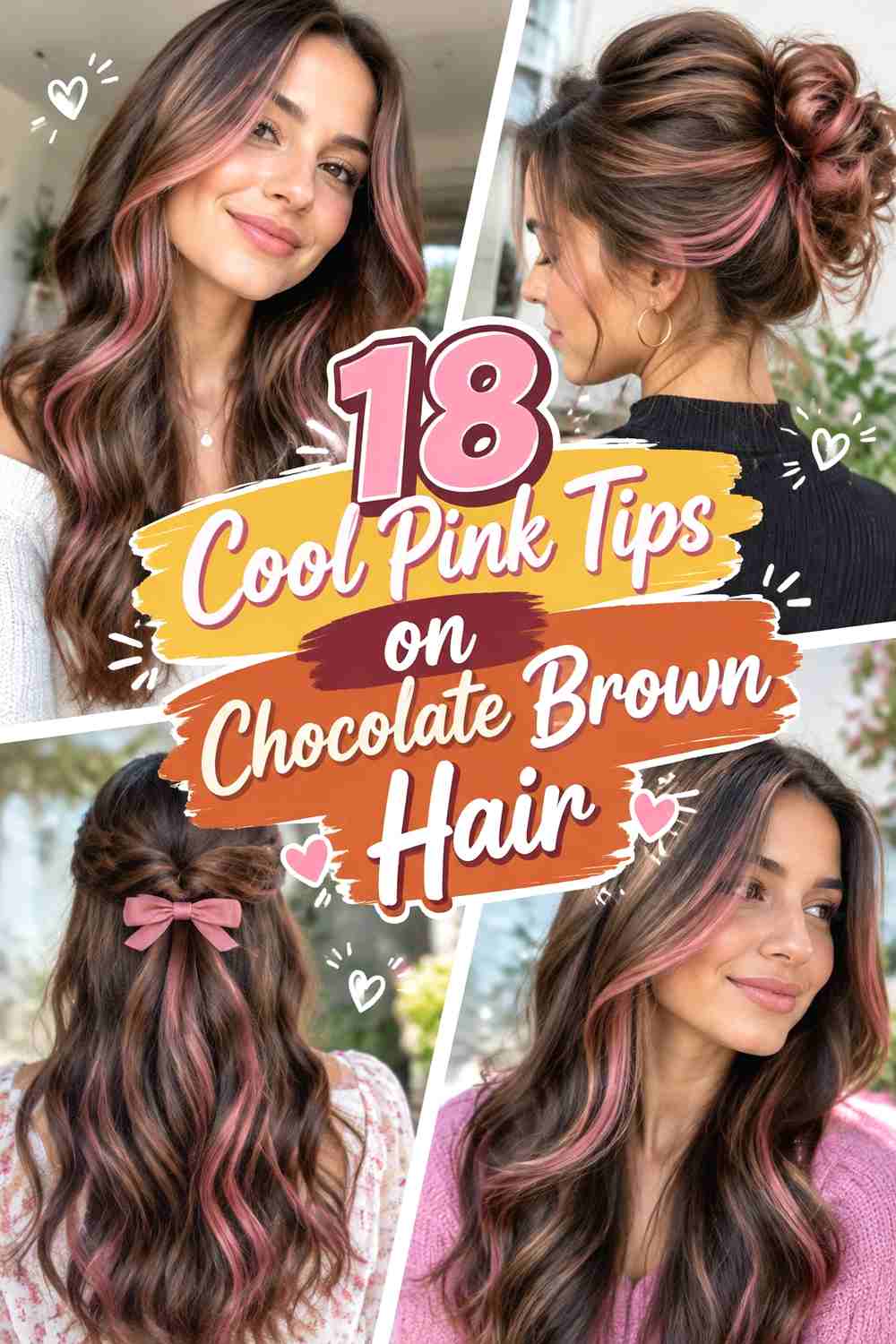 18 Cool Pink Tips on Chocolate Brown Hair
