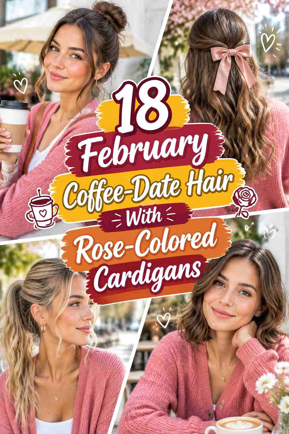 18 February Coffee-Date Hair With Rose-Colored Cardigans