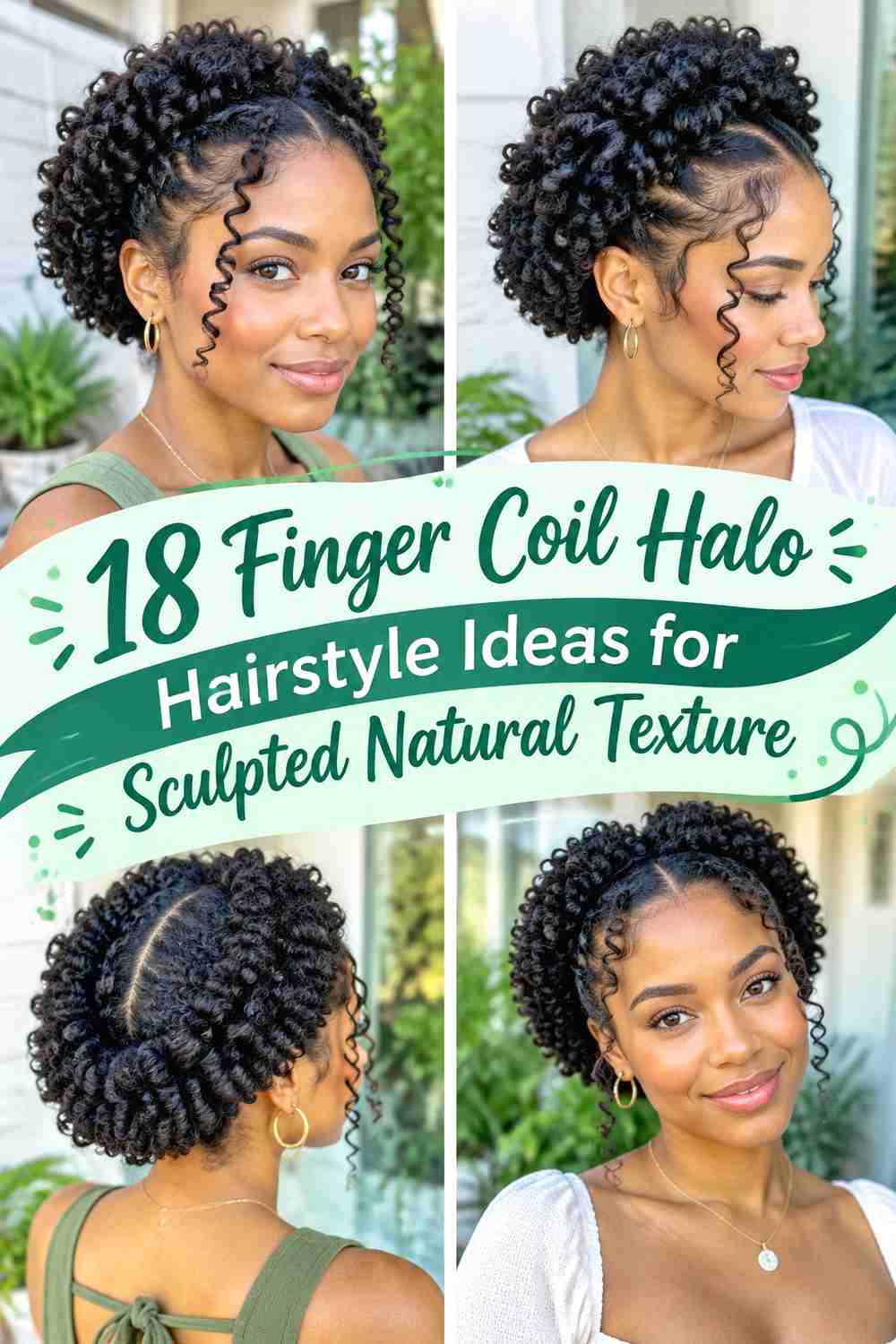 18 Finger Coil Halo Hairstyle Ideas for Sculpted Natural Texture